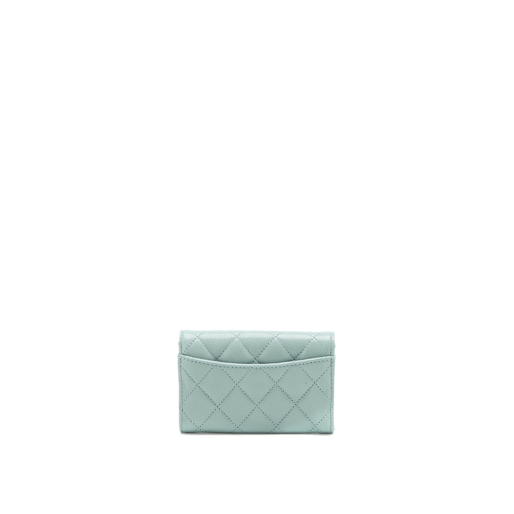 Chanel 23C Classic Flap Card Holder Caviar Light Grey L