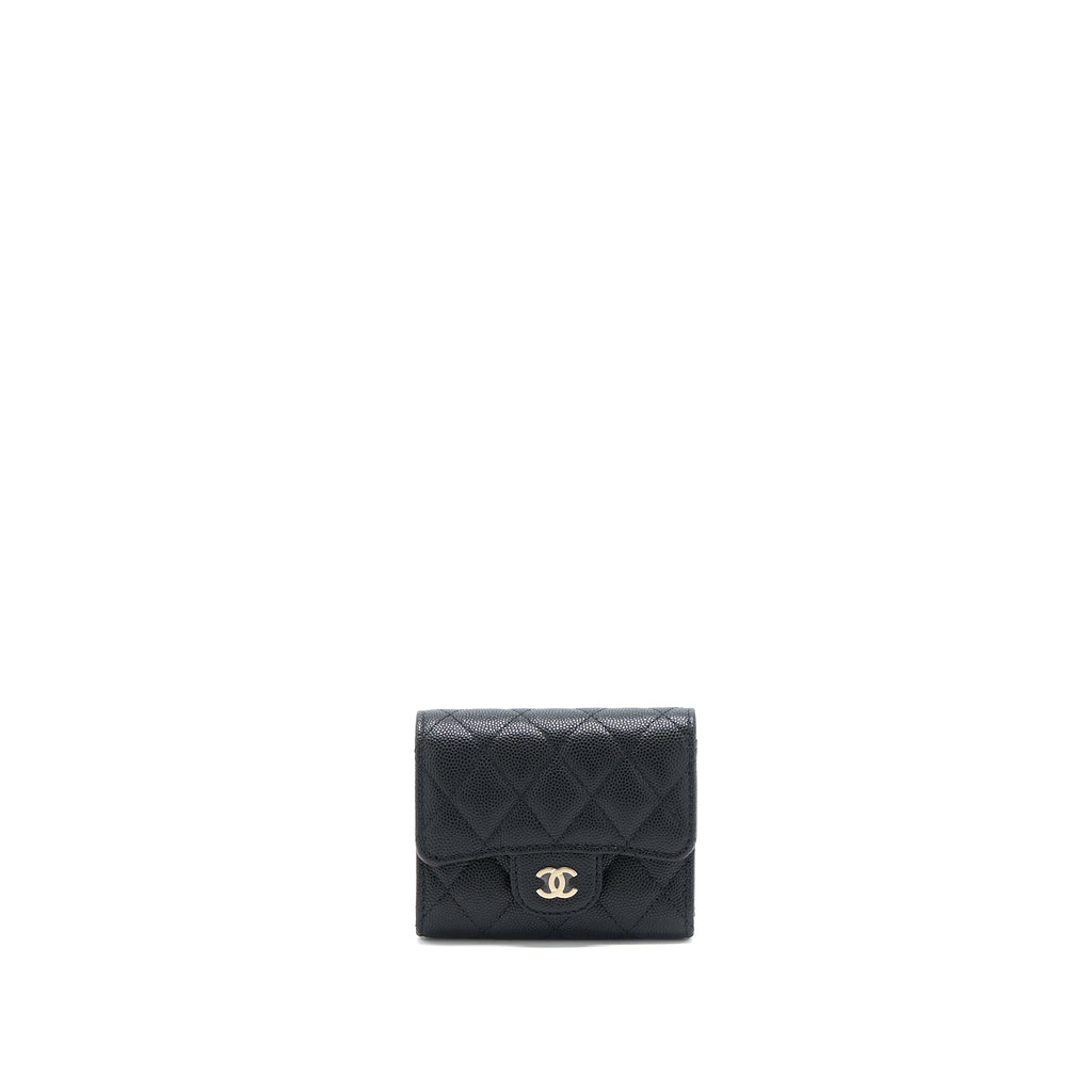Chanel Classic Flap Compact Wallet Caviar Black L