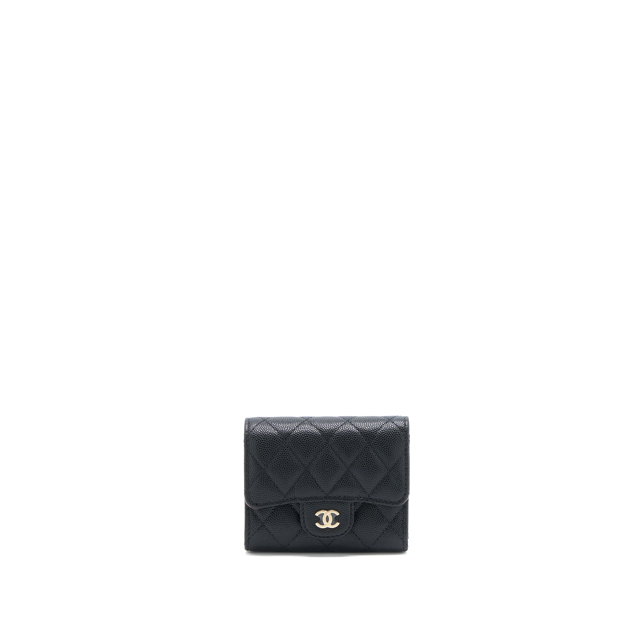 Chanel Classic Flap Compact Wallet Caviar Black L