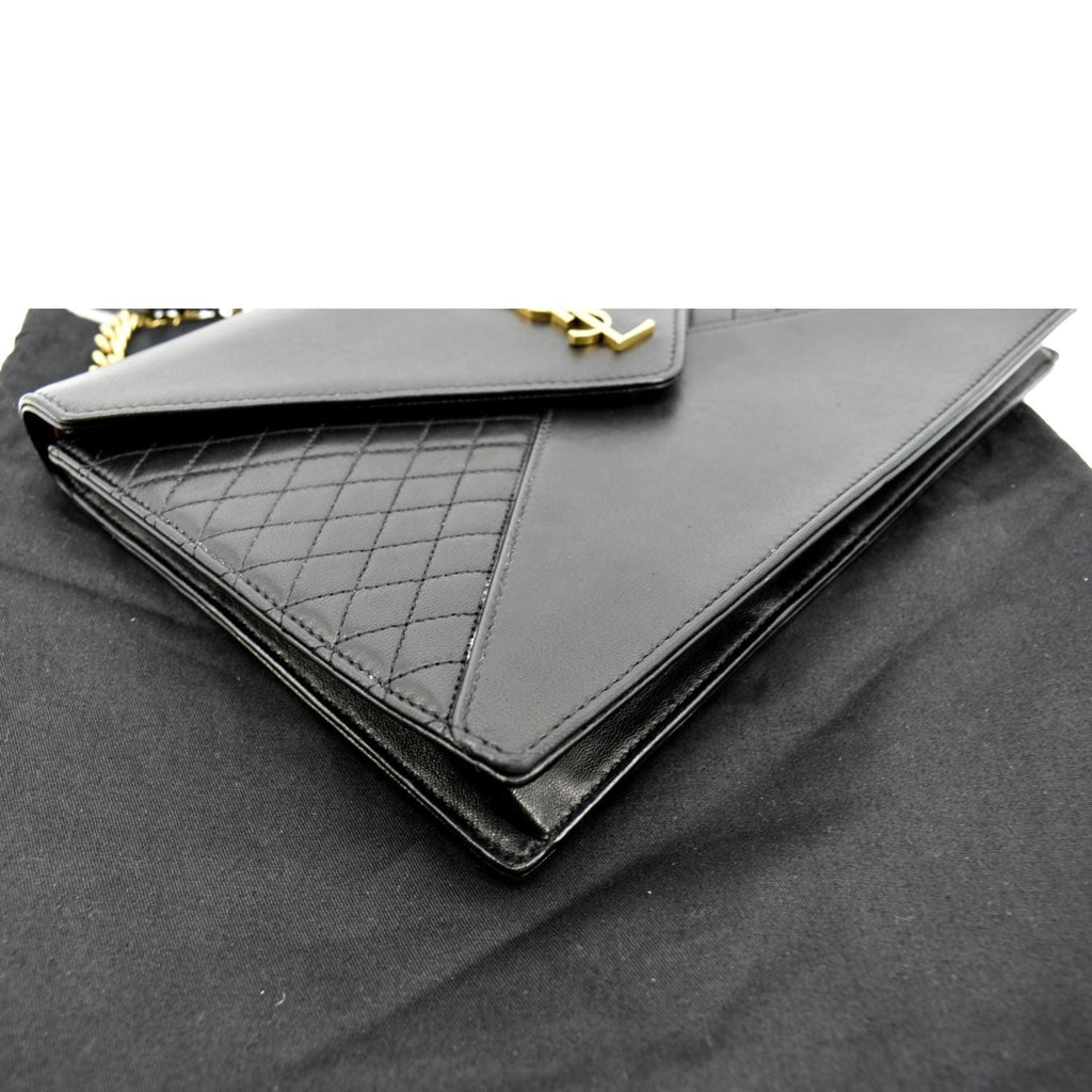 YVES SAINT LAURENT Gaby Quilted Lambskin Leather Shoulder Bag Black