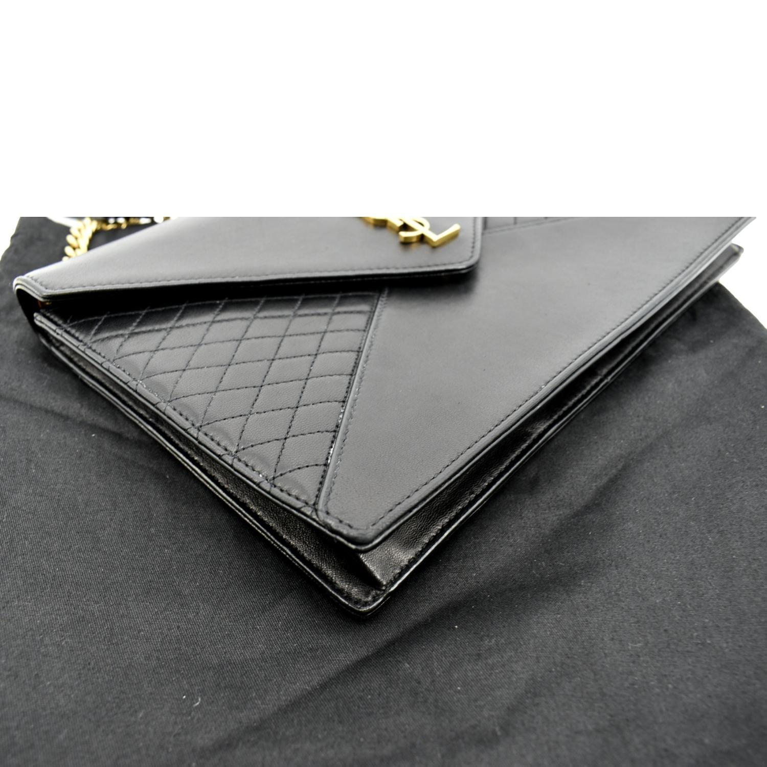 YVES SAINT LAURENT Gaby Quilted Lambskin Leather Shoulder Bag Black