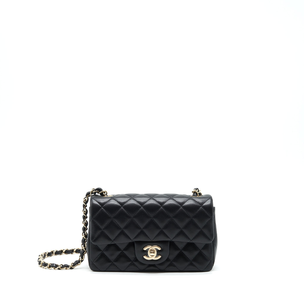 Chanel Mini Rectangular Flap Bag Lambskin Black L