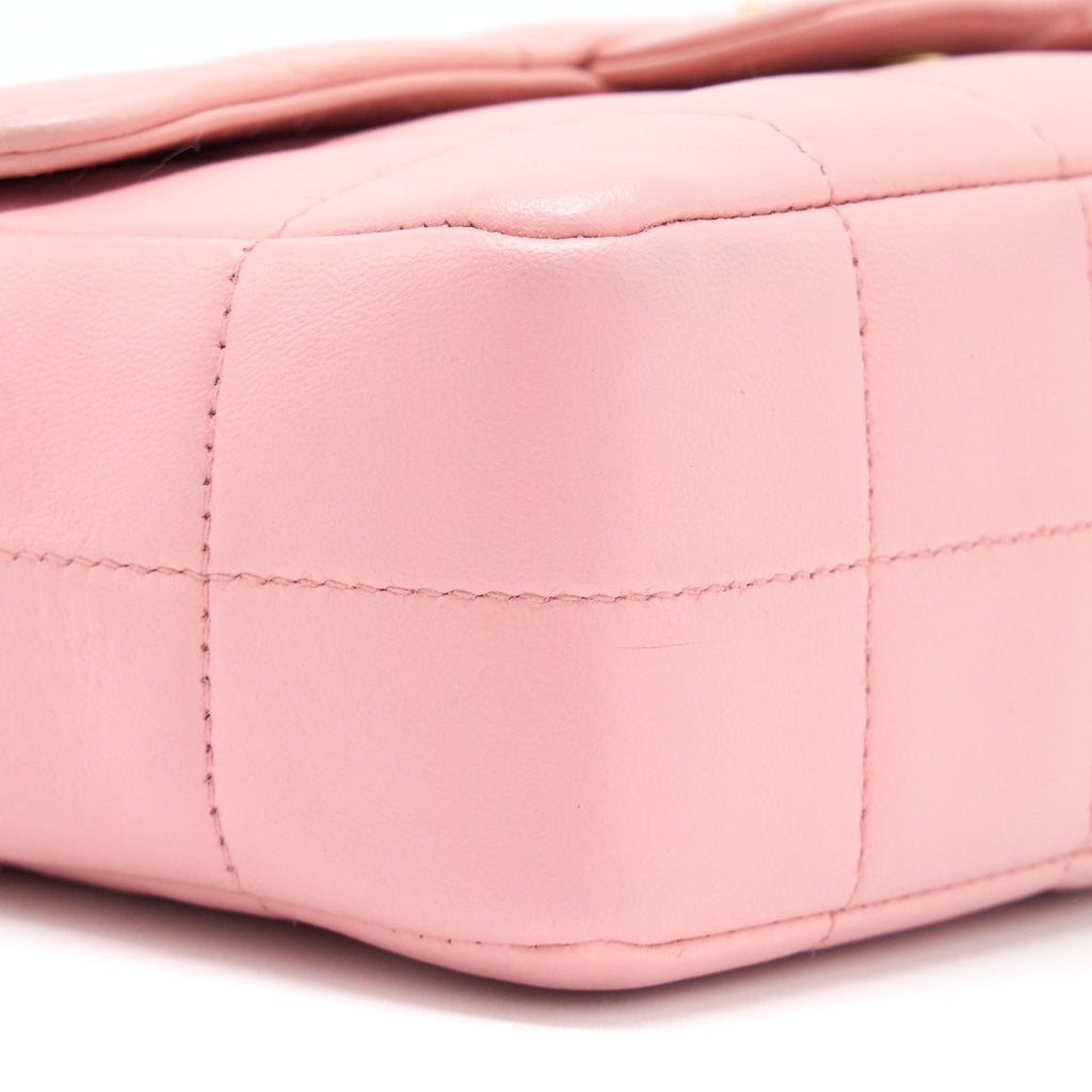 Chanel Camellia Mini Flap Bag Lambskin Pink