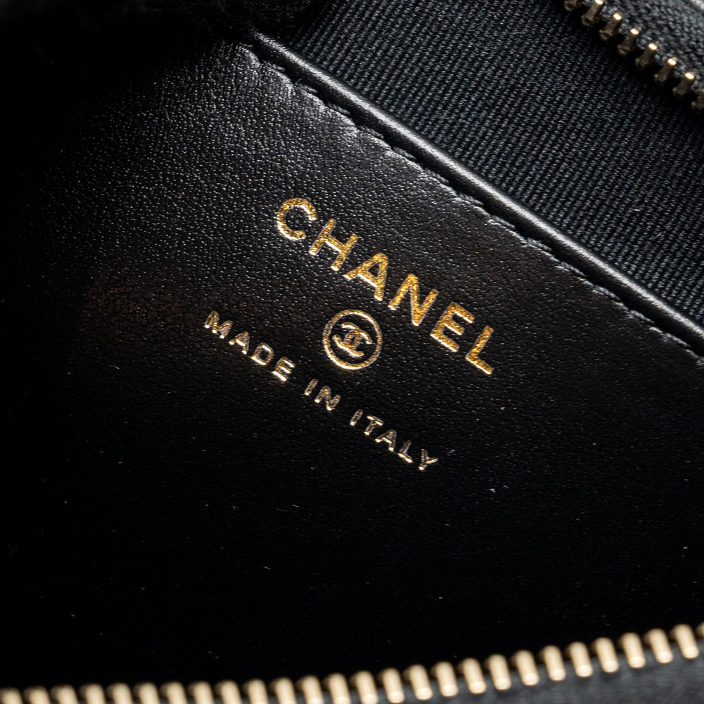 Chanel 23k Small Hobo Shoulder Bag Calfskin Black  (microchip)