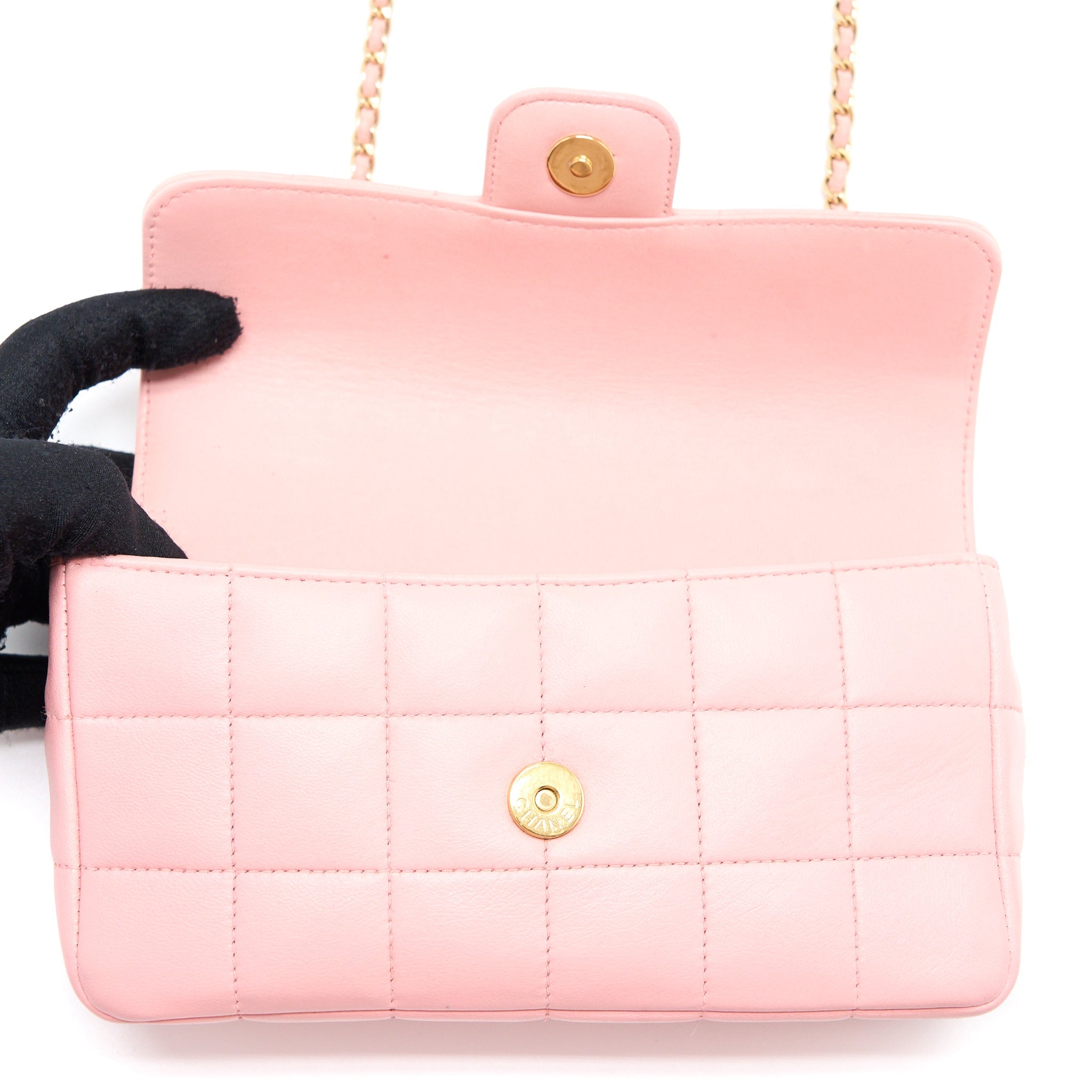 Chanel Camellia Mini Flap Bag Lambskin Pink