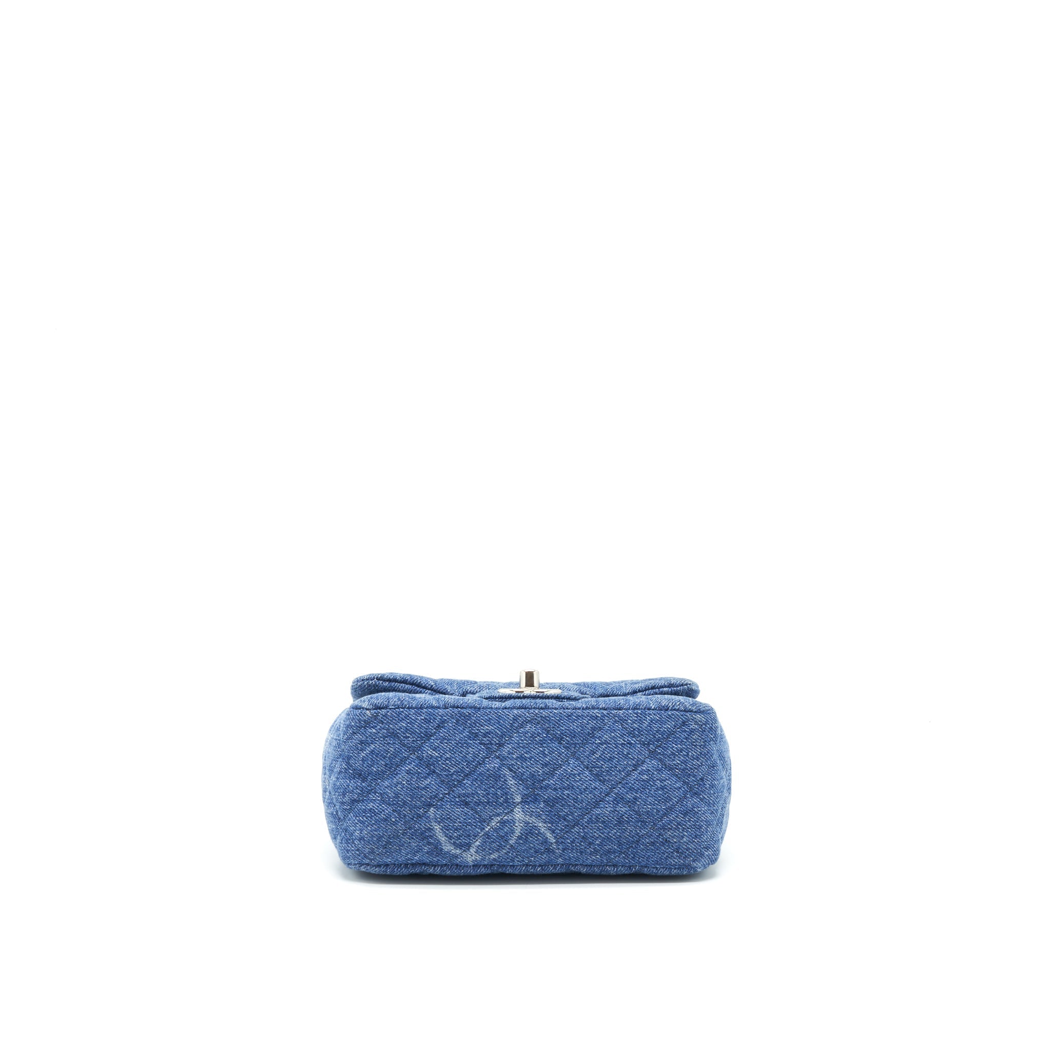 Chanel 20B Mini Square Flap Bag CC Print Denim Blue