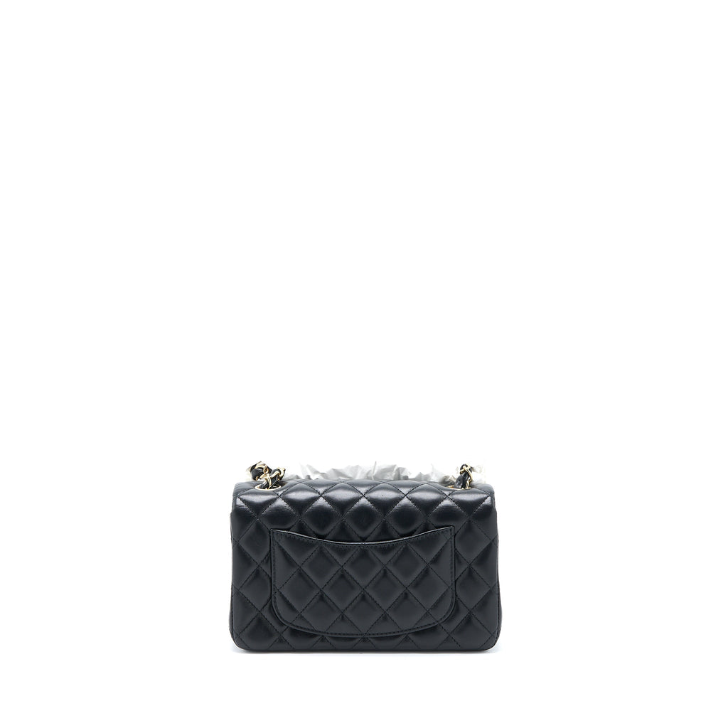 Chanel Mini Rectangular Flap Bag Lambskin Black L (Microchip)