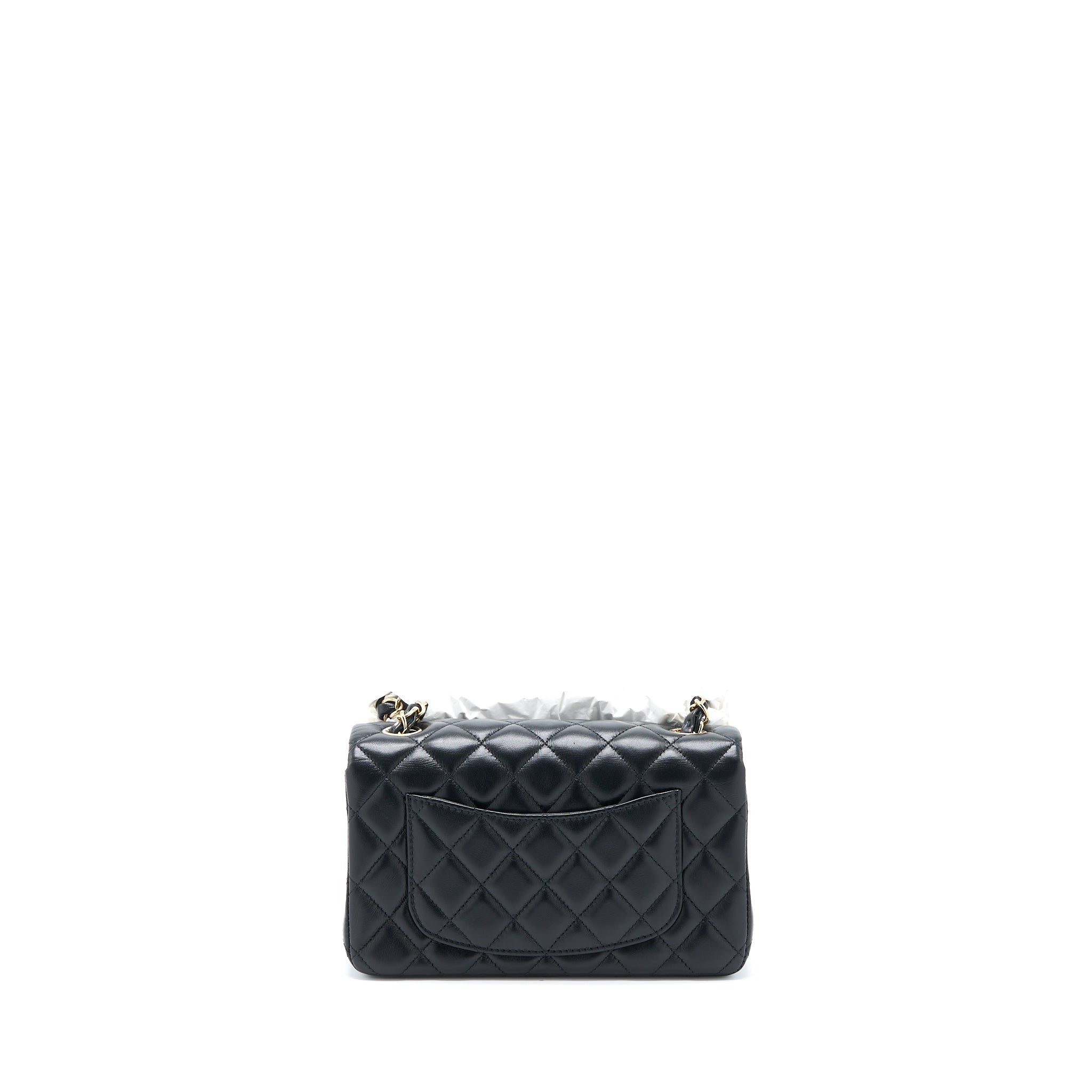 Chanel Mini Rectangular Flap Bag Lambskin Black L (Microchip)