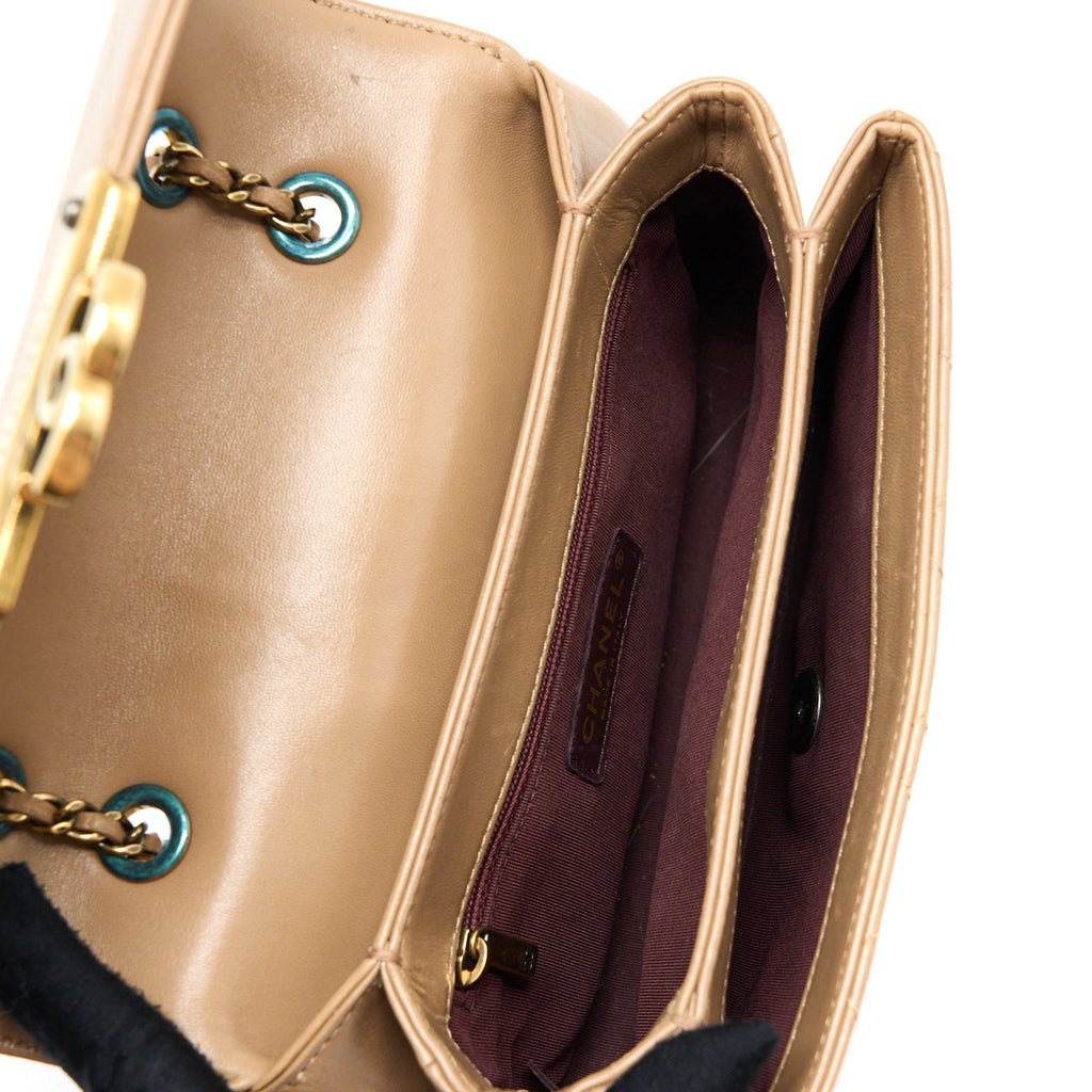 Chanel Messenger Flap Bag Lambskin Beige