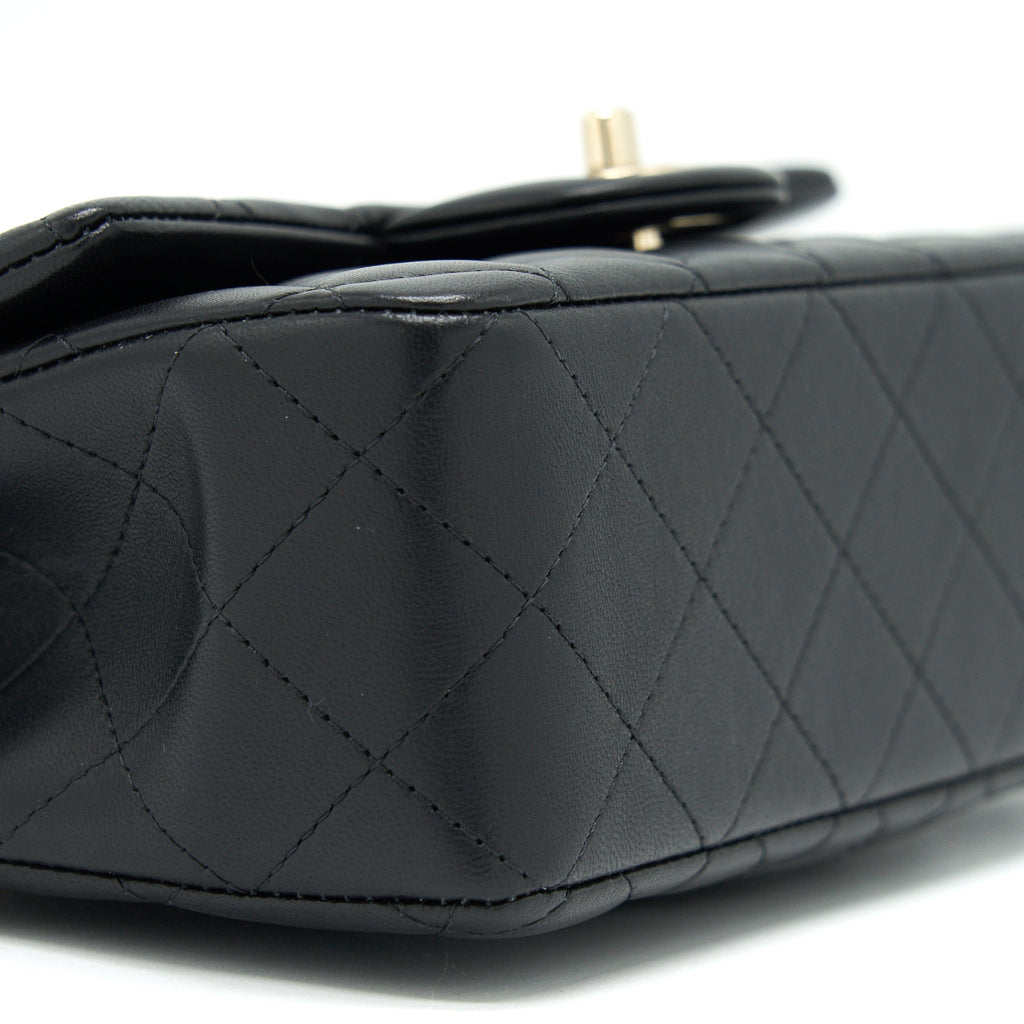 Chanel Top Handle Mini Rectangular Flap Bag Lambskin Black L