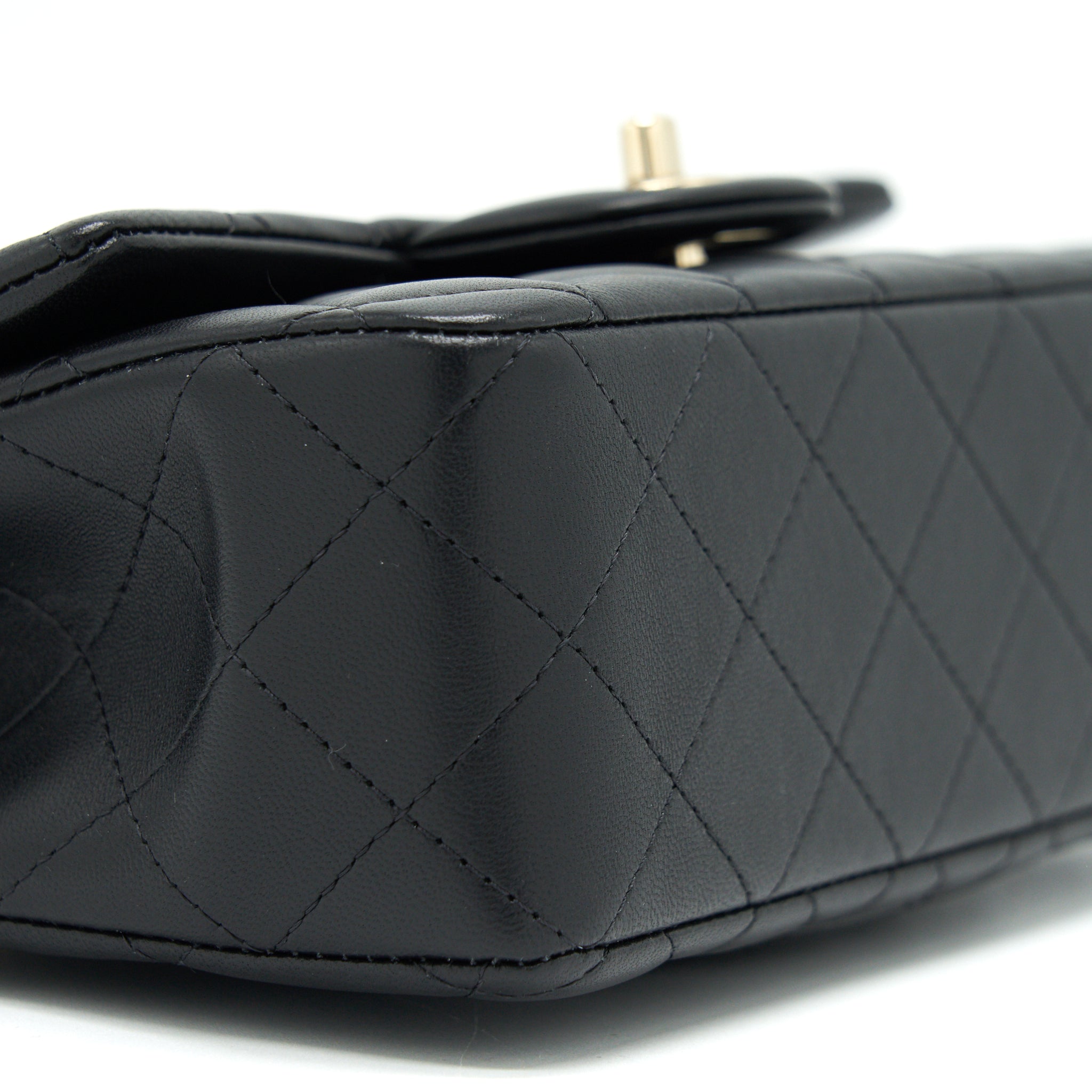 Chanel Top Handle Mini Rectangular Flap Bag Lambskin Black L