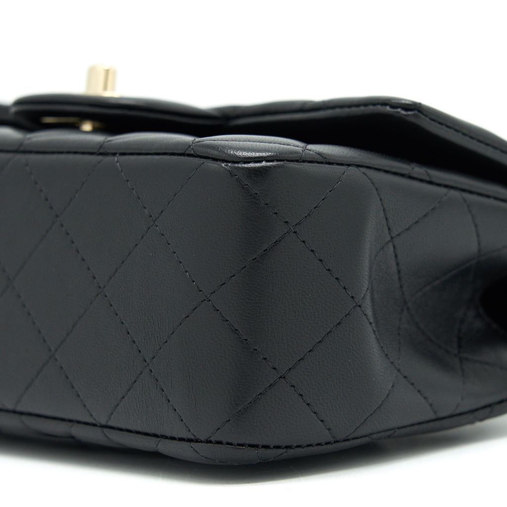 Chanel Top Handle Mini Rectangular Flap Bag Lambskin Black L