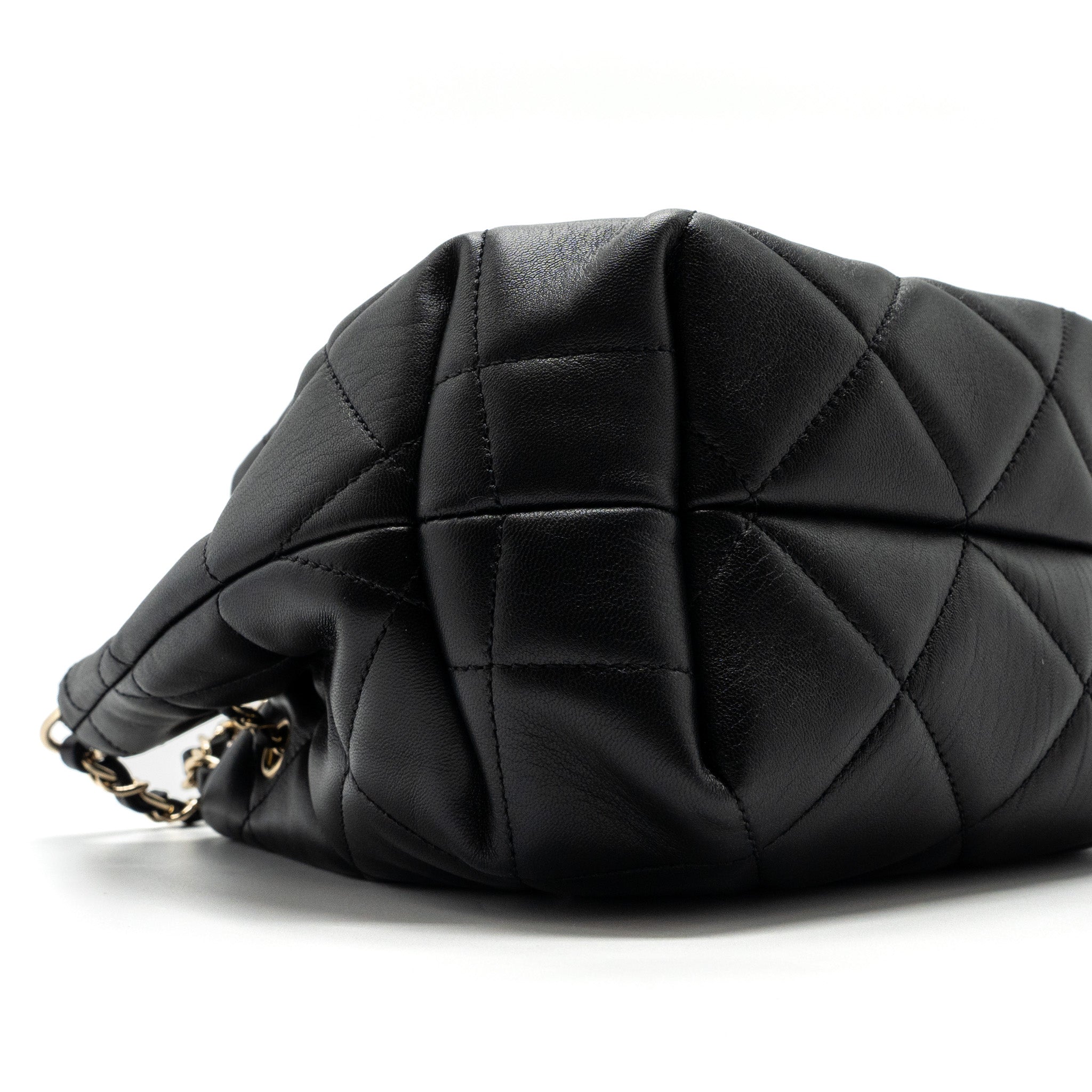 Chanel Drawstring Bucket Bag Calfskin Black L