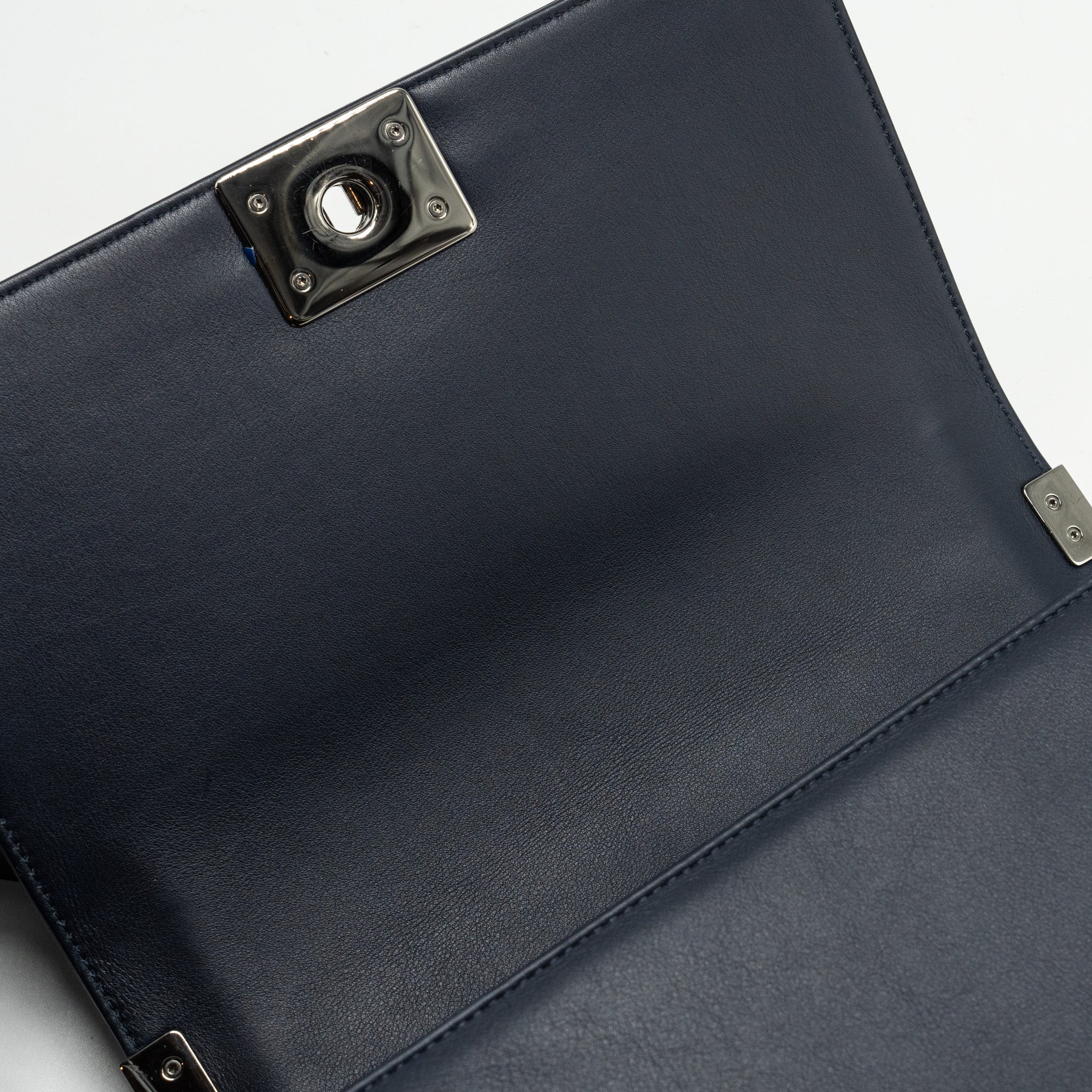 CHANEL Medium Boy Bag Calfskin Navy