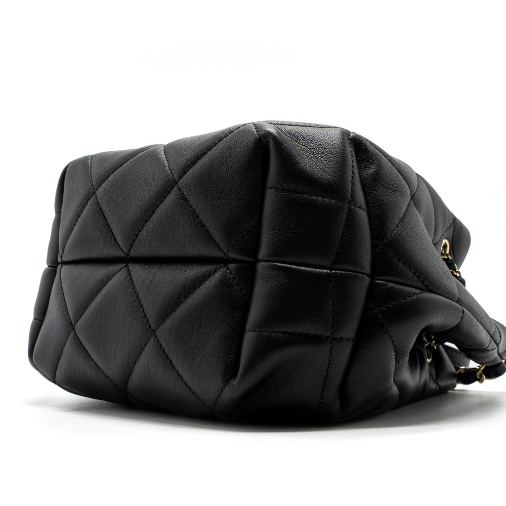 Chanel Drawstring Bucket Bag Calfskin Black L