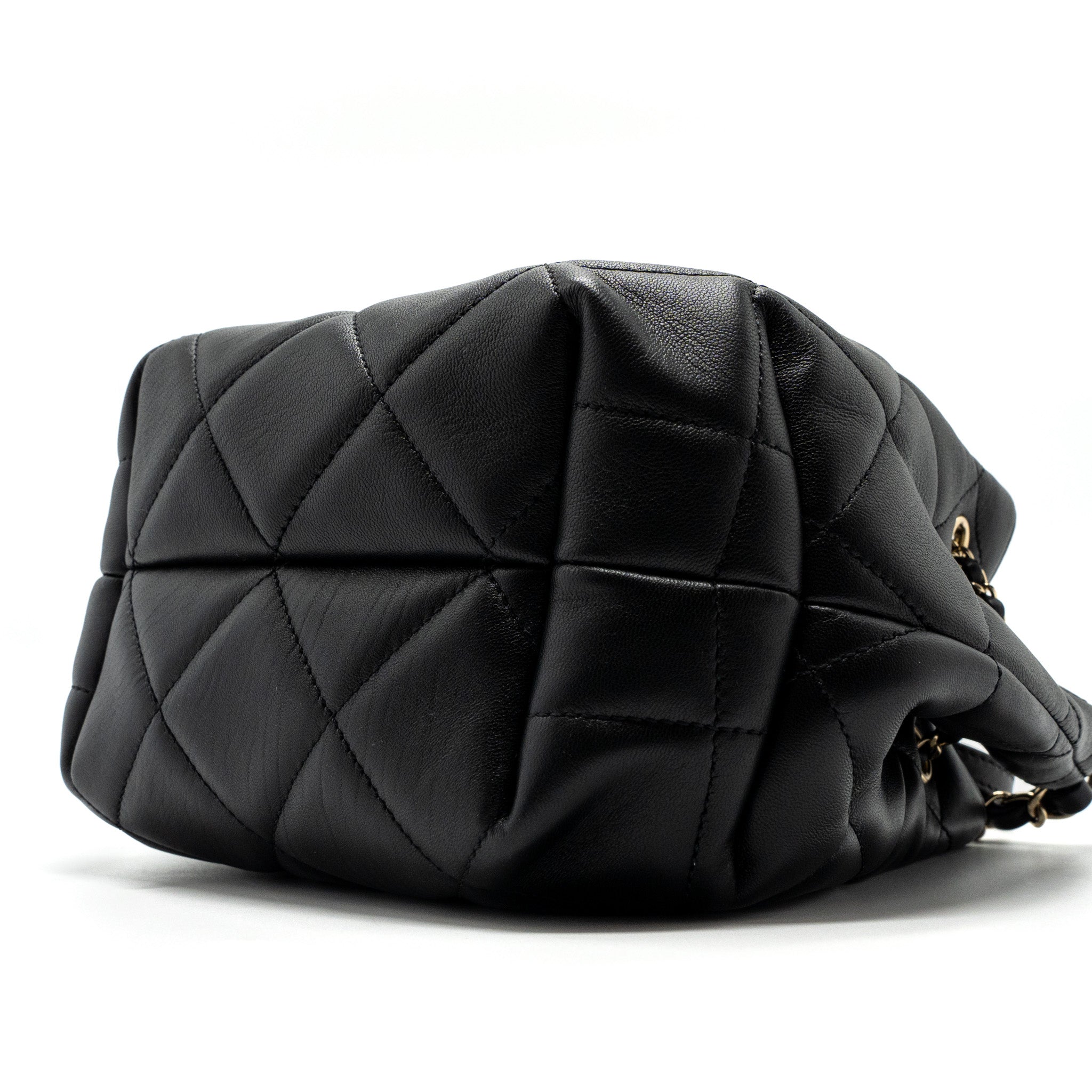 Chanel Drawstring Bucket Bag Calfskin Black L
