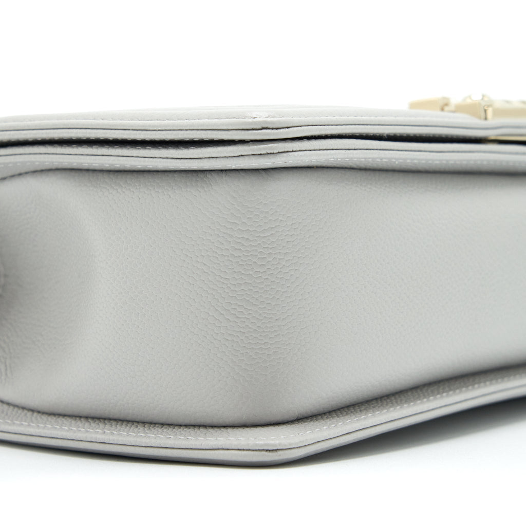 Chanel Medium Boy Bag Caviar Light Grey