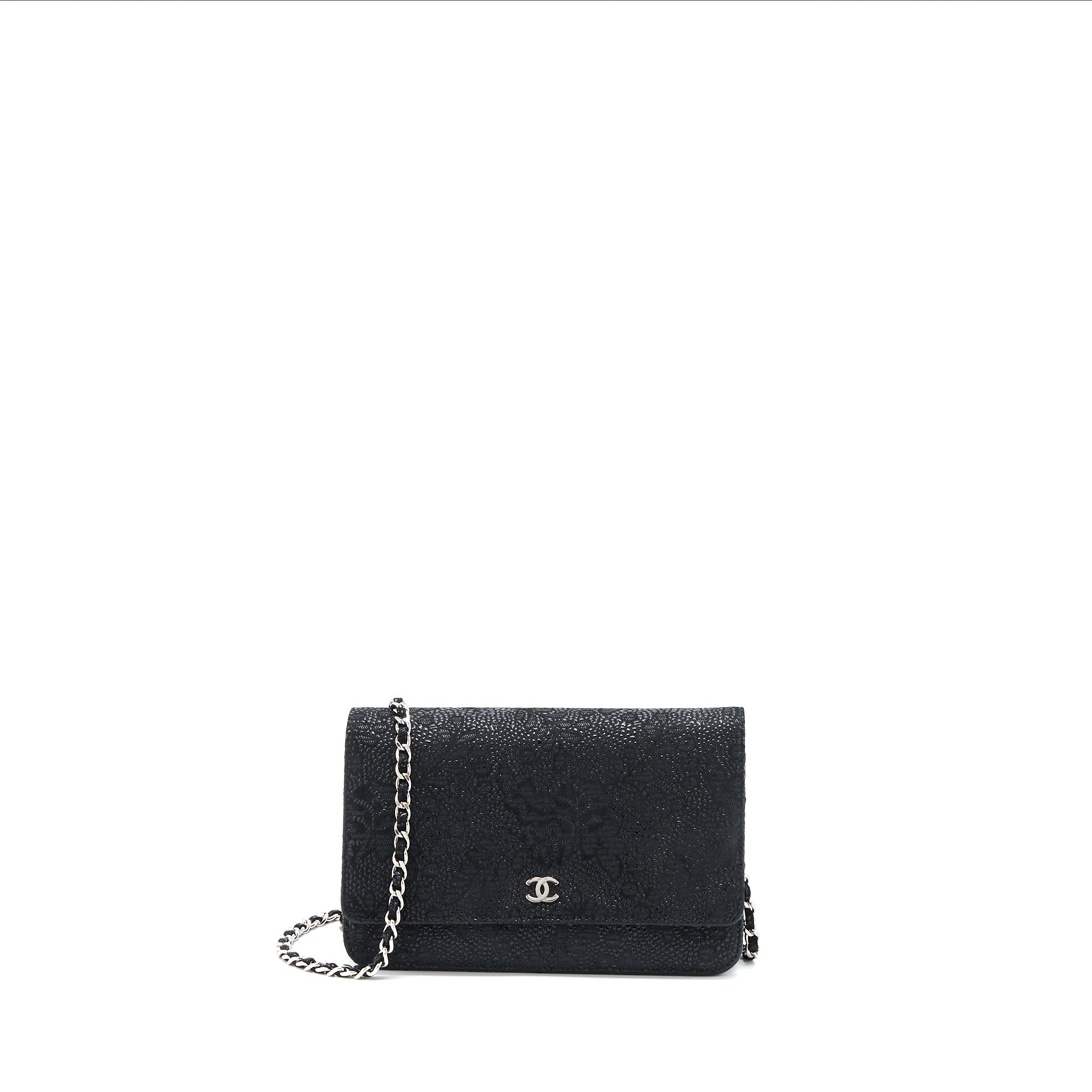 Chanel Seasonal Wallet On Chain Fabric Black