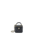 Chanel Top Handle Mini Vanity With Chain Lambskin Black L
