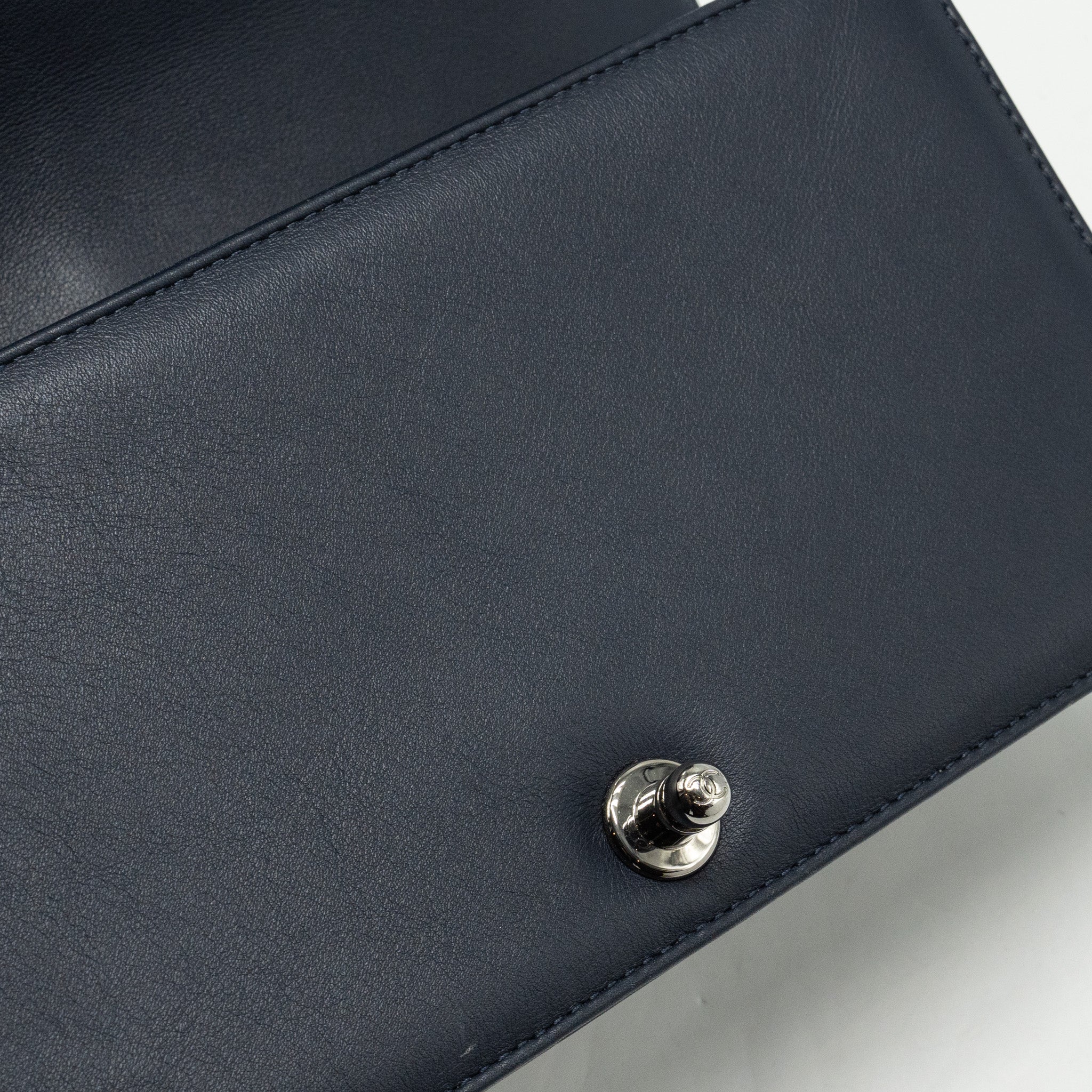 CHANEL Medium Boy Bag Calfskin Navy