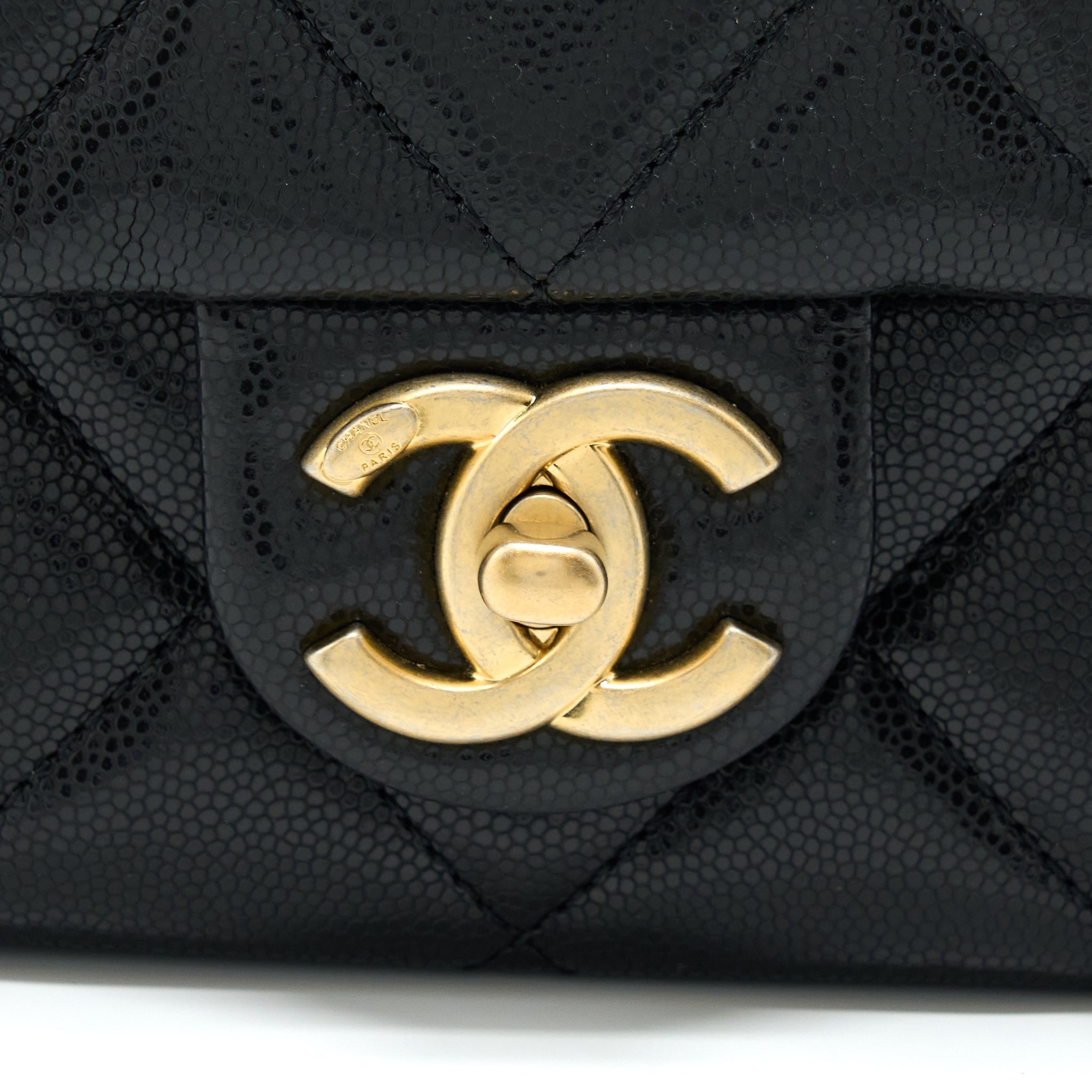 Chanel 22A Small Flap Bag Caviar Black Brushed Gold Hardware