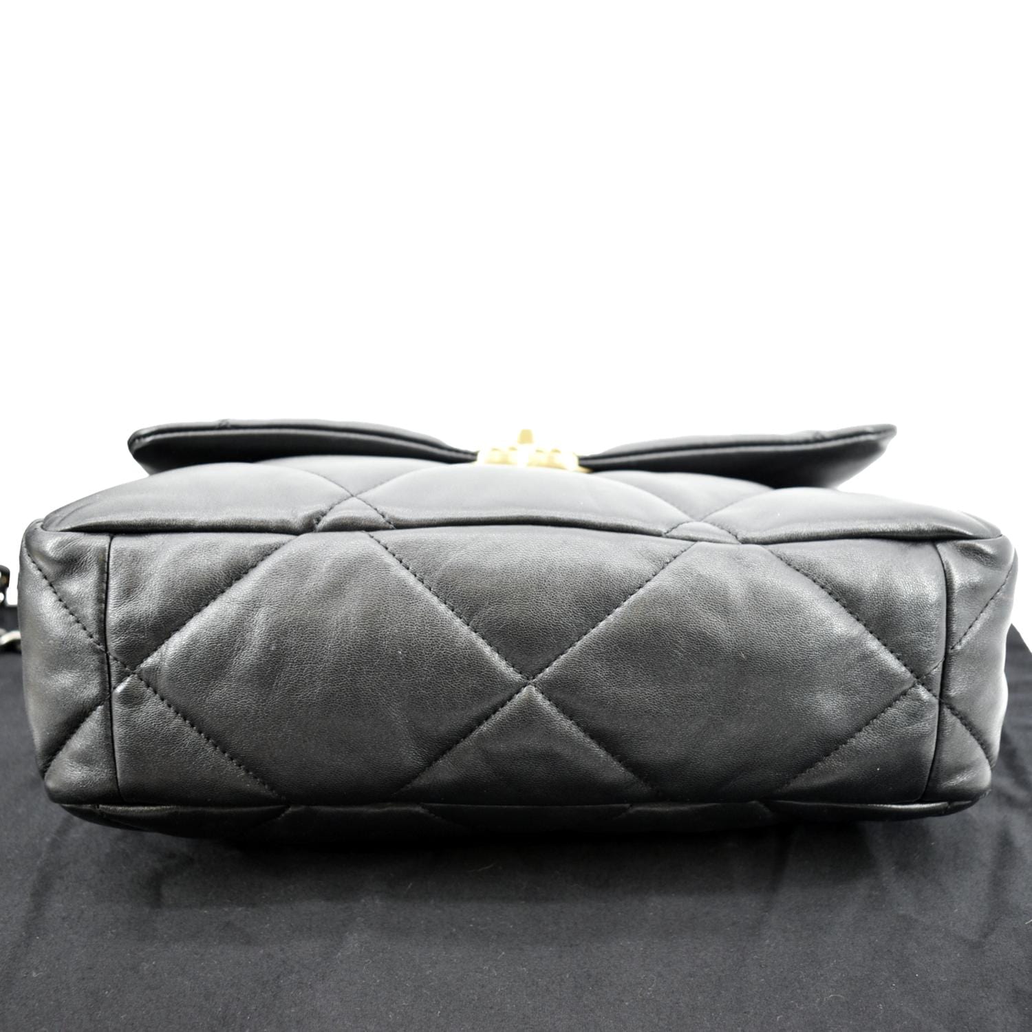 CHANEL 19 Flap Quilted Lambskin Leather Shoulder Bag Black
