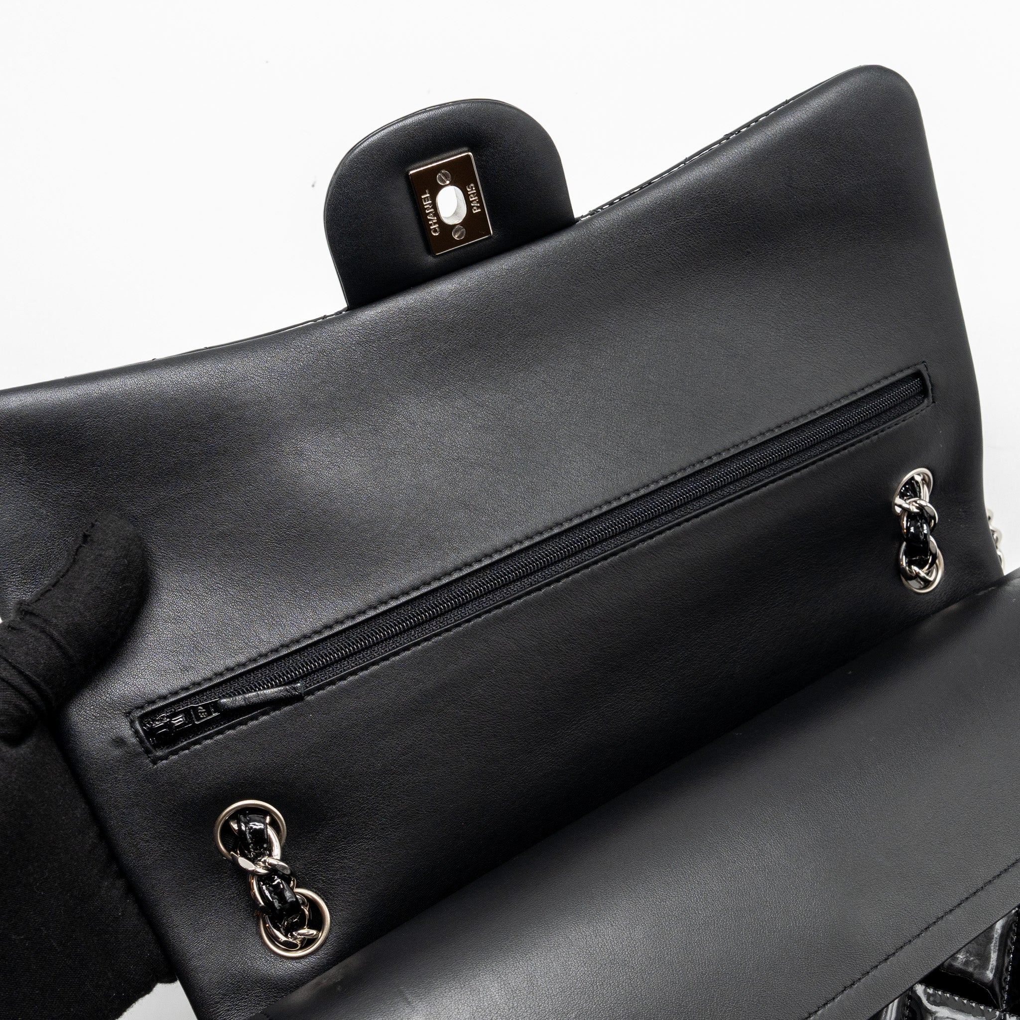 Chanel Jumbo Classic Double Flap Bag Patent Black