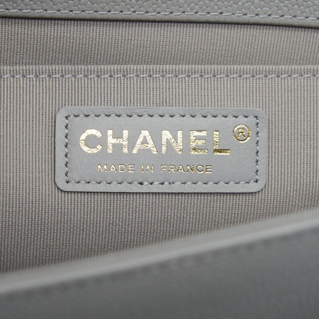 Chanel Medium Boy Bag Caviar Light Grey
