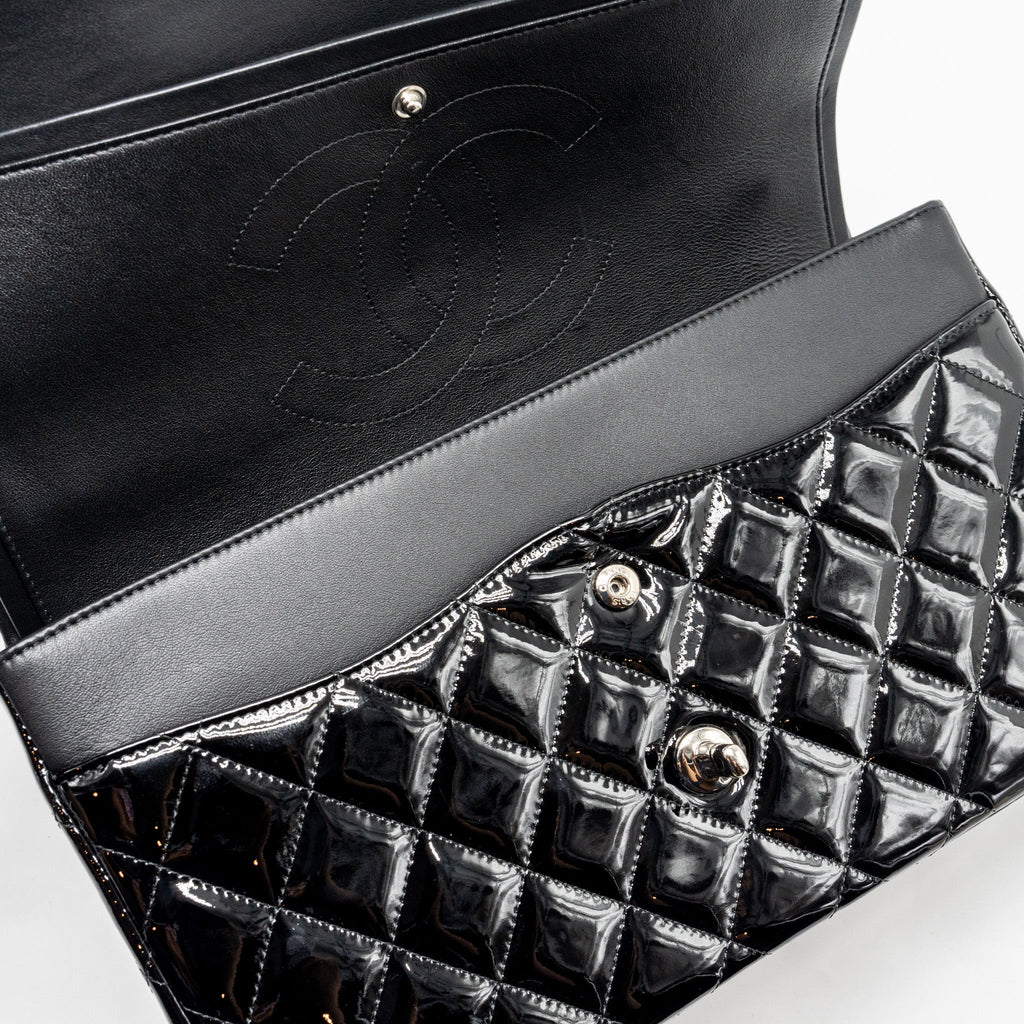 Chanel Jumbo Classic Double Flap Bag Patent Black