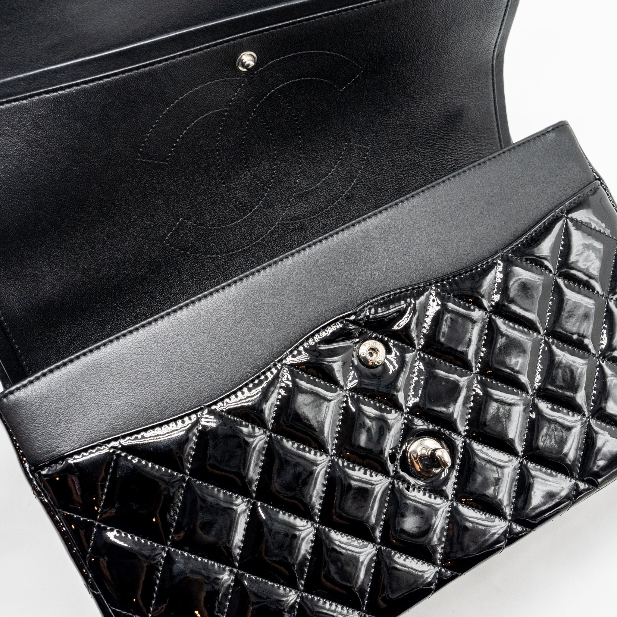 Chanel Jumbo Classic Double Flap Bag Patent Black