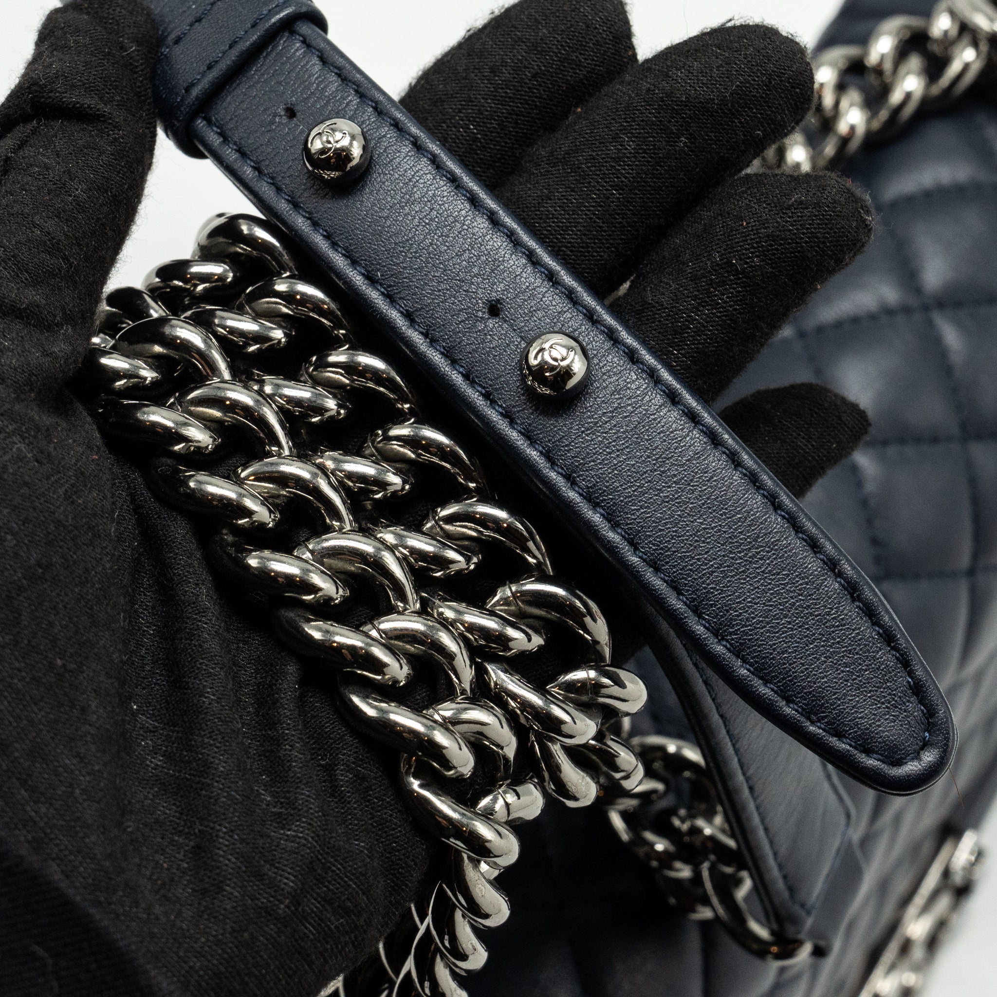 CHANEL Medium Boy Bag Calfskin Navy
