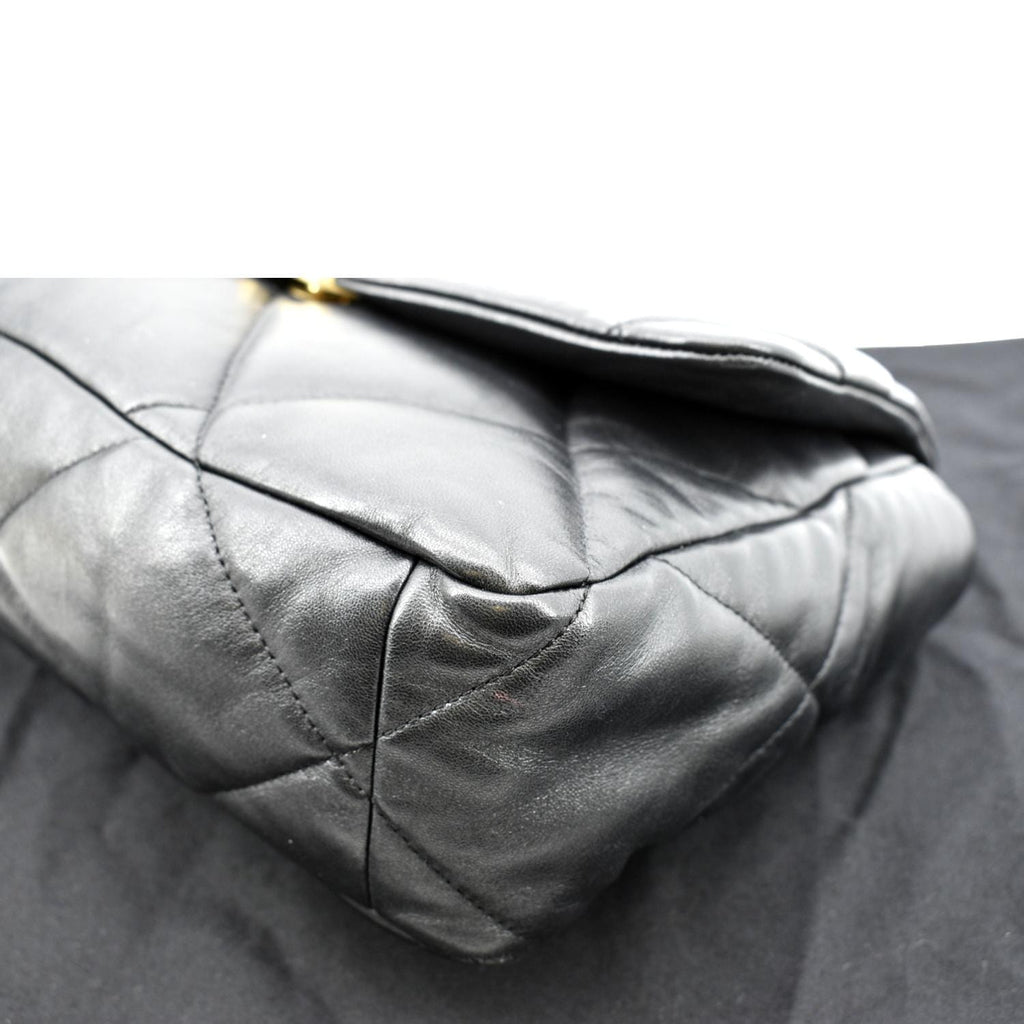 CHANEL 19 Flap Quilted Lambskin Leather Shoulder Bag Black