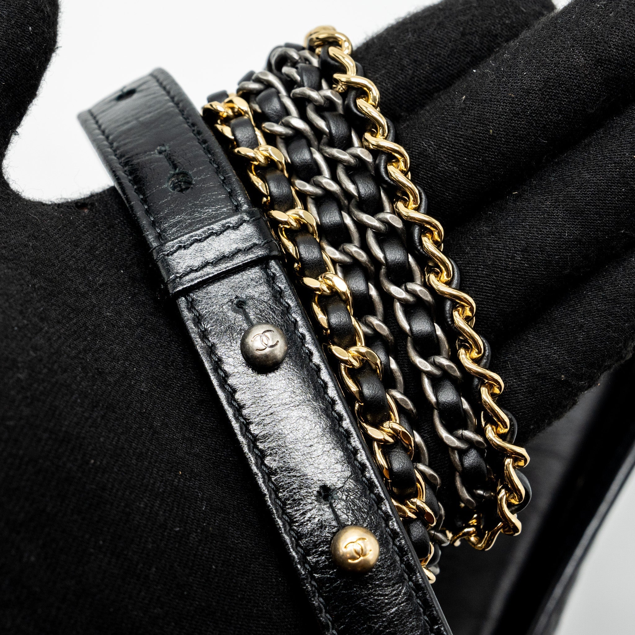 Chanel Medium Gabrielle Hobo Bag Aged Calfskin Black Multicolour Hardware