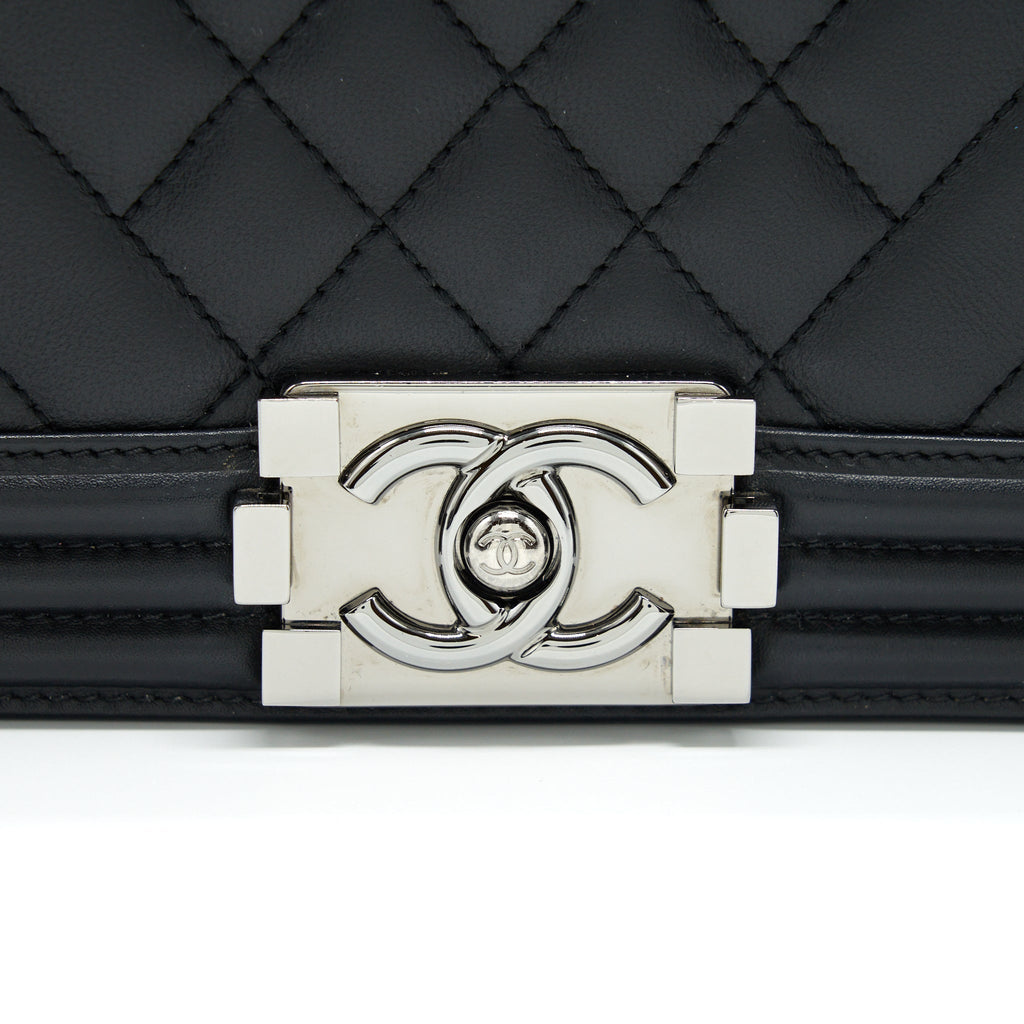 Chanel Medium Boy Bag Quilted And Chevron Calfskin Black