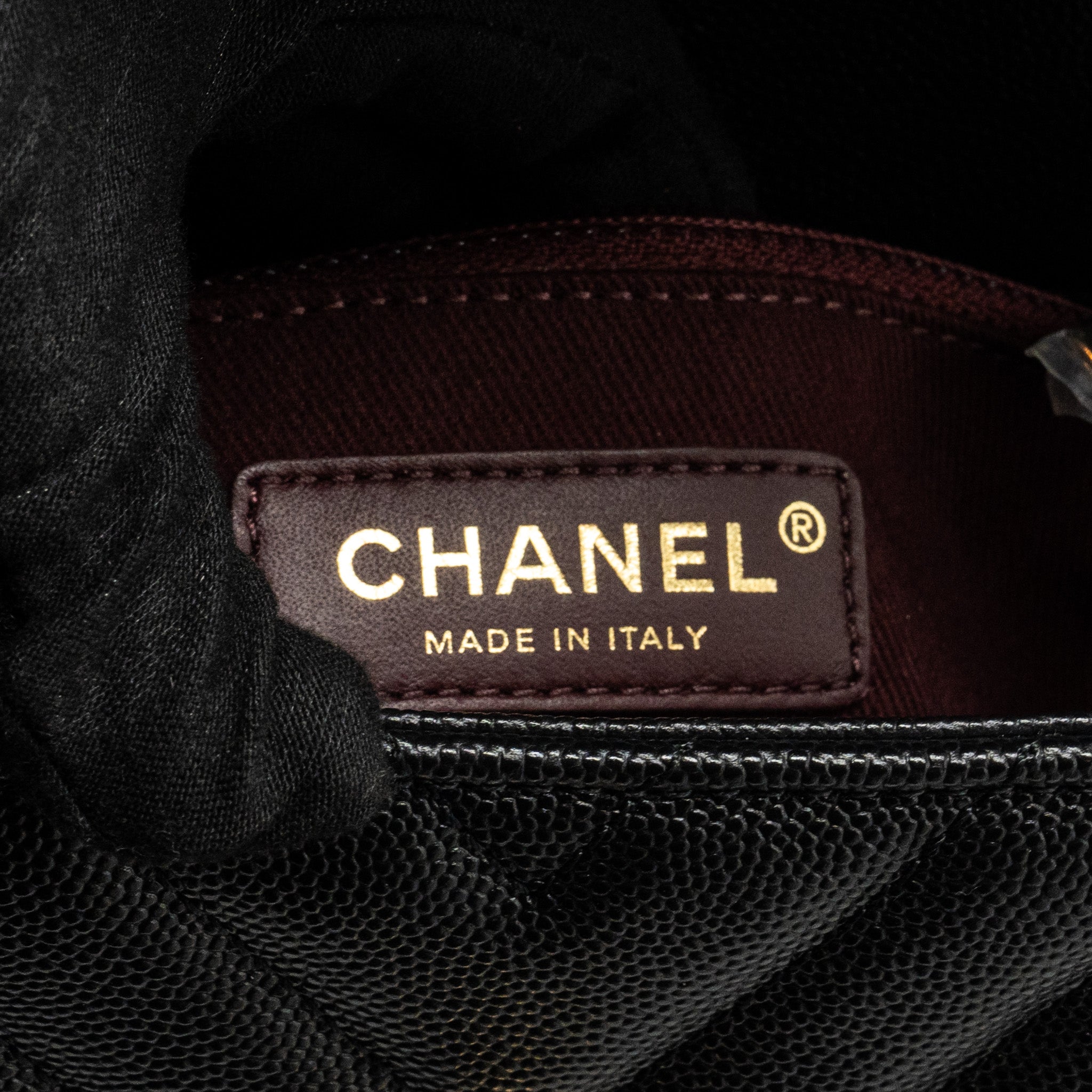 CHANEL Small Coco Handle Chevron Caviar Black L