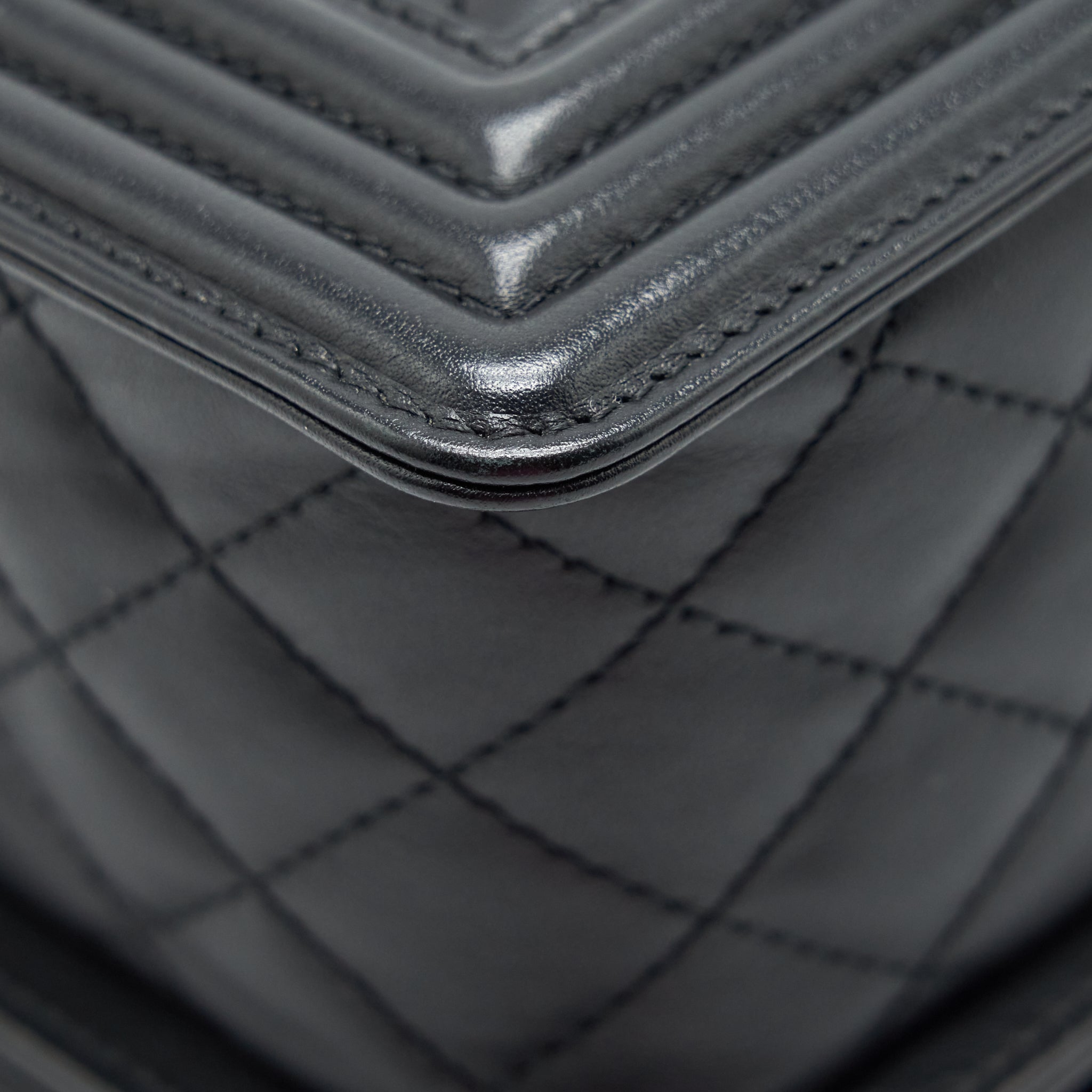 Chanel Medium Boy Bag Quilted And Chevron Calfskin Black