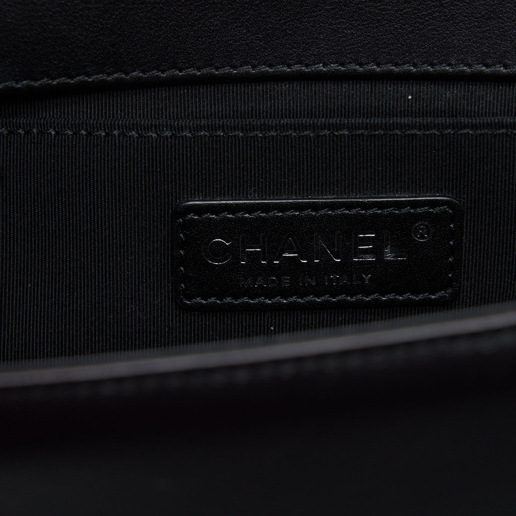 Chanel Medium Boy Bag Quilted And Chevron Calfskin Black