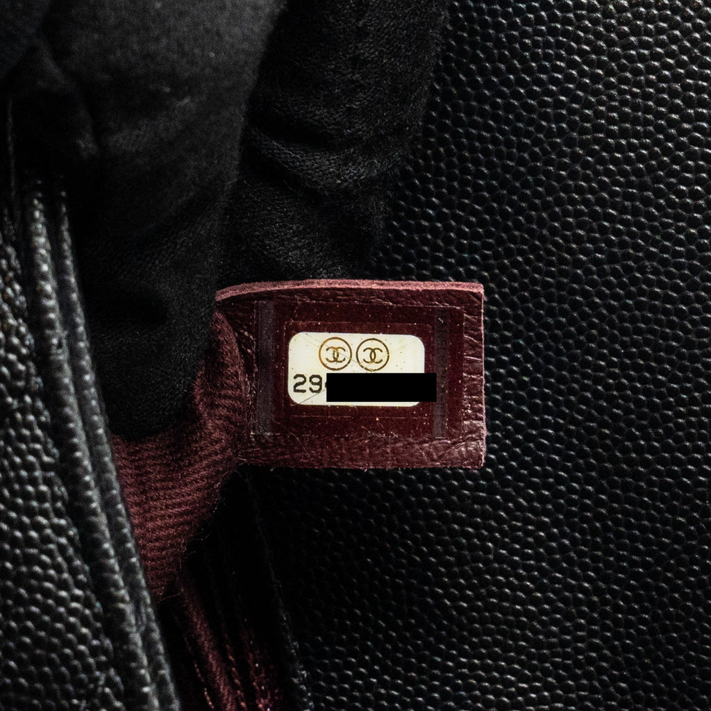 CHANEL Small Coco Handle Chevron Caviar Black L