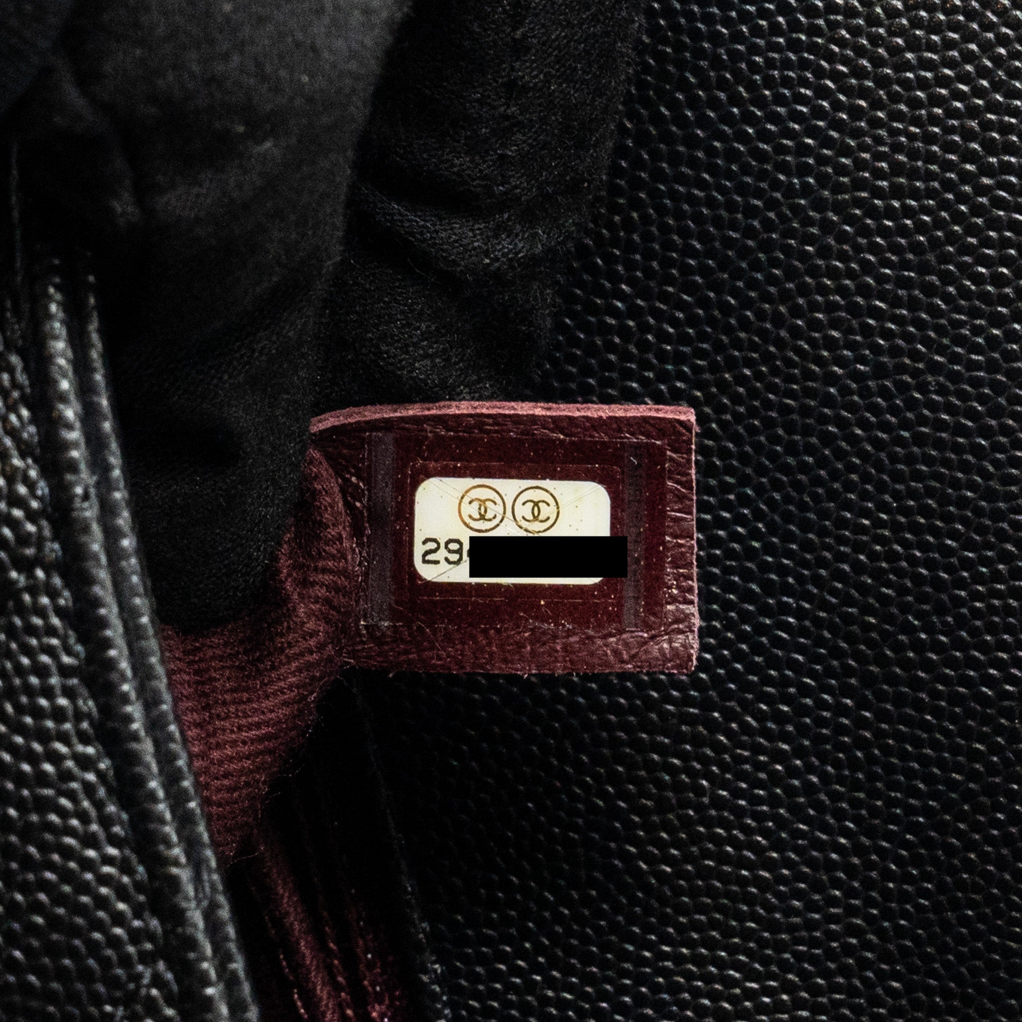 CHANEL Small Coco Handle Chevron Caviar Black L