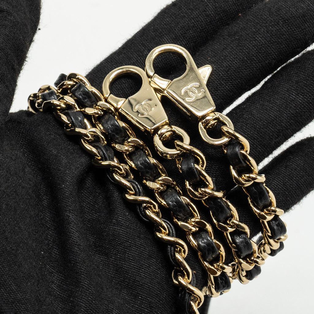 CHANEL Small Coco Handle Chevron Caviar Black L