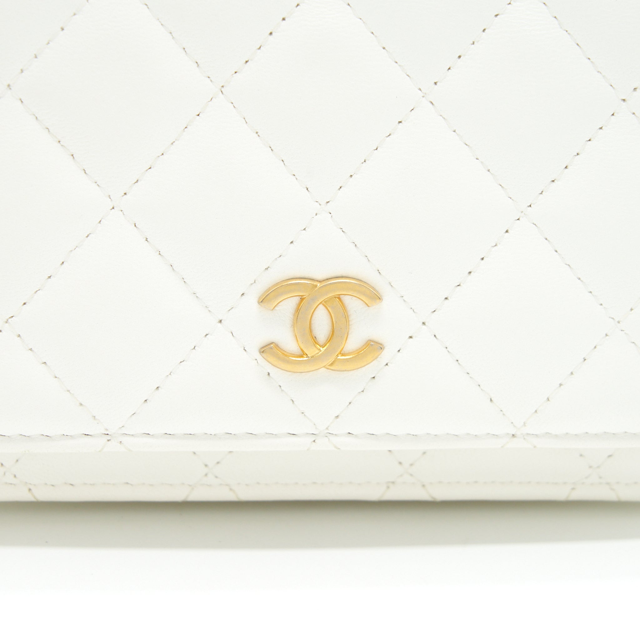 Chanel Small Wallet On Chain With Ribbon Chain Lambskin White