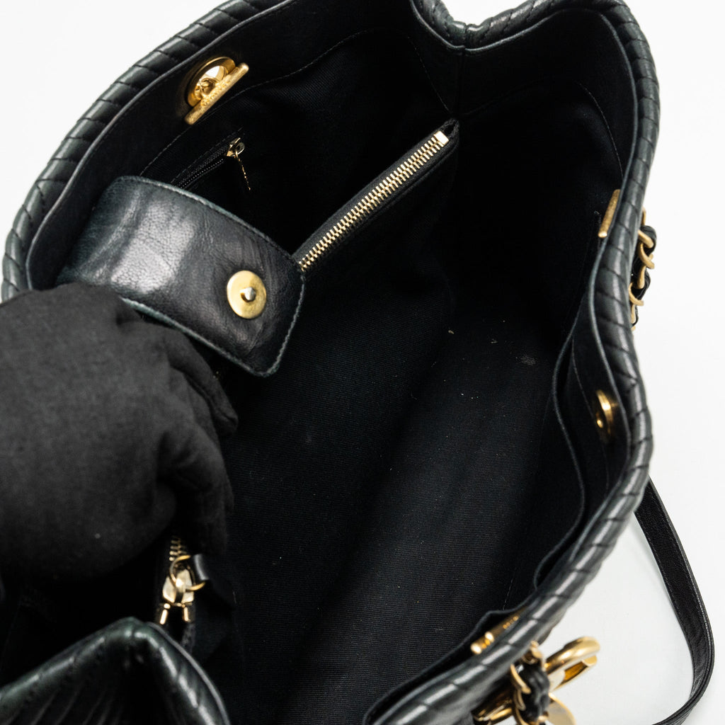 Chanel Chevron Shopping tote bag goatskin black