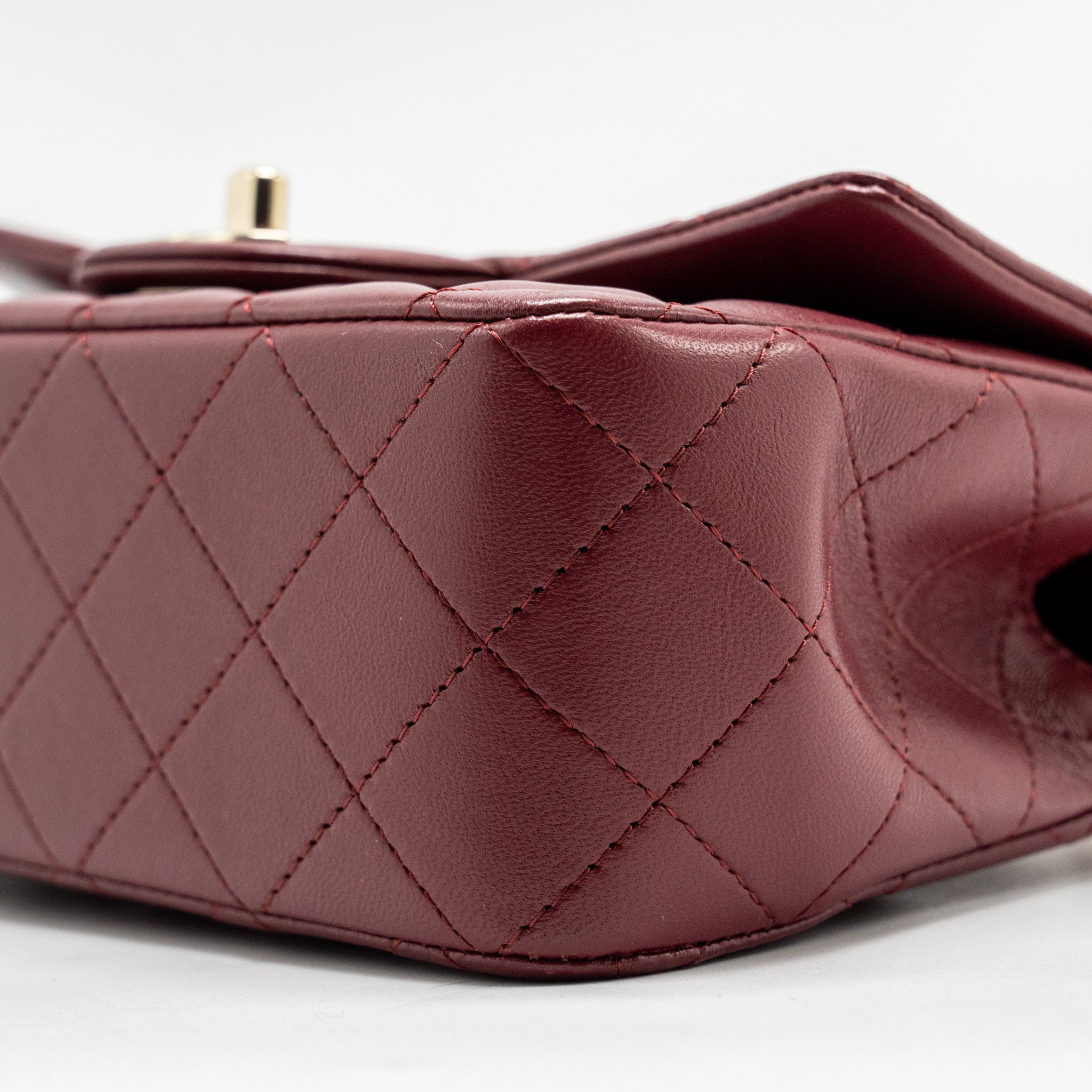 Chanel Top Handle Mini Rectangular Flap Bag Lambskin Burgundy L (Microchip)
