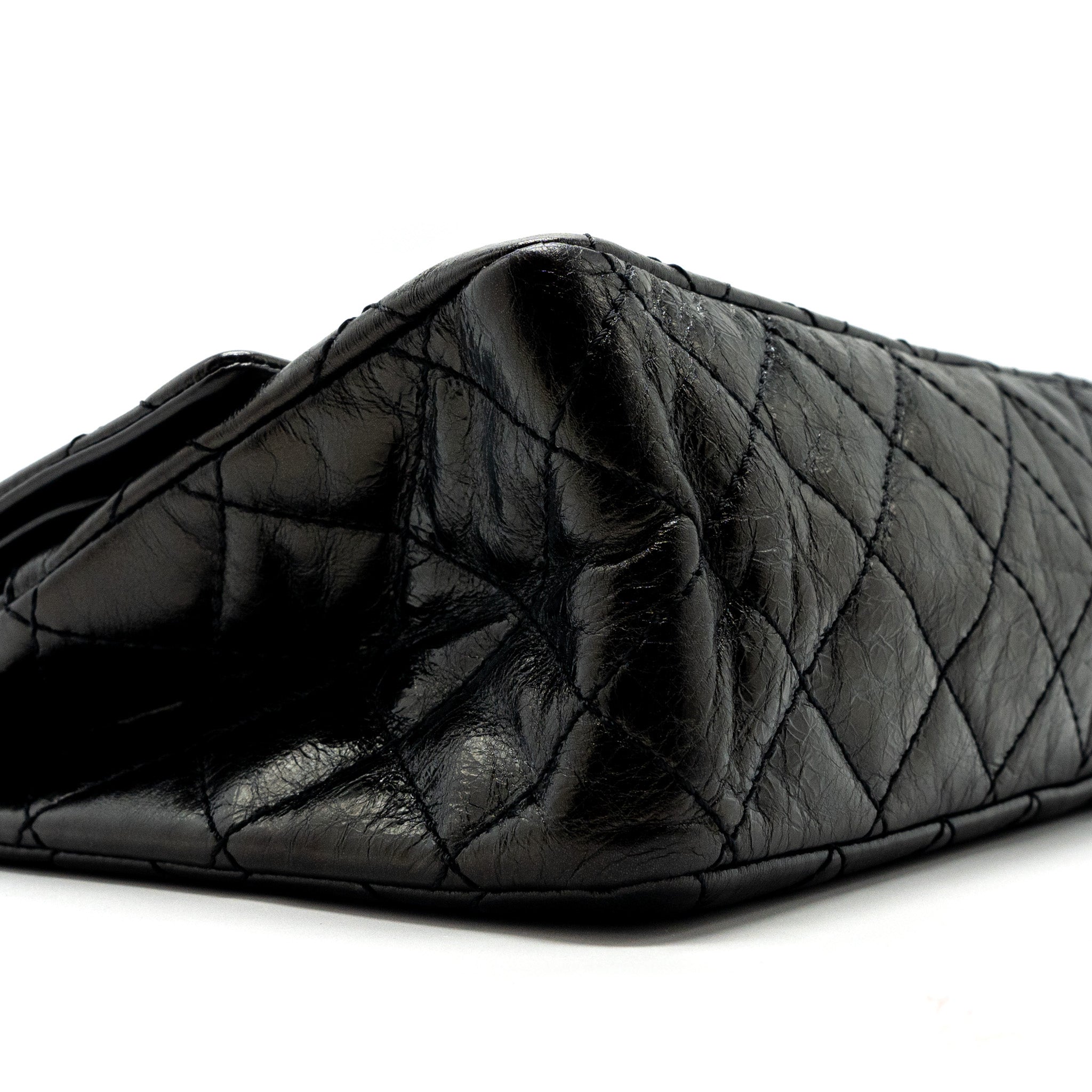 Chanel 2.55 226 Reissue Double Flap Bag Grained Calfskin Black