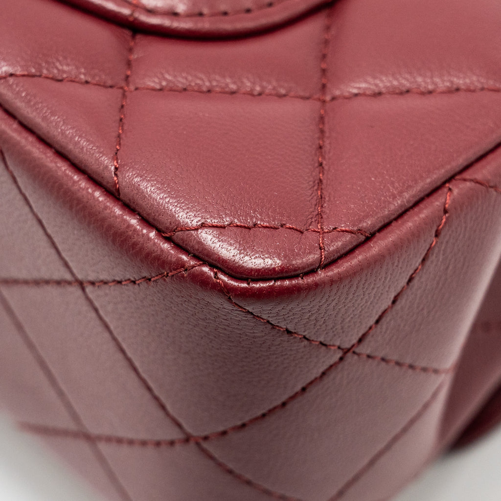 Chanel Top Handle Mini Rectangular Flap Bag Lambskin Burgundy L (Microchip)