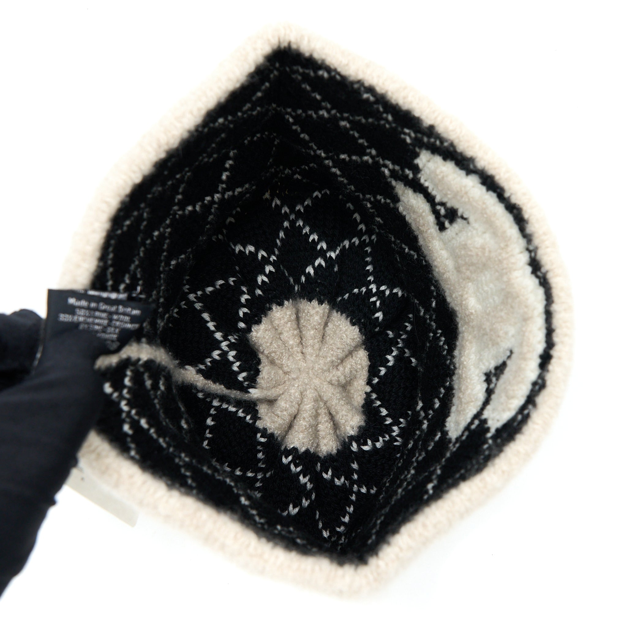 Chanel 22B Cashmere Hat Beige/Black/White