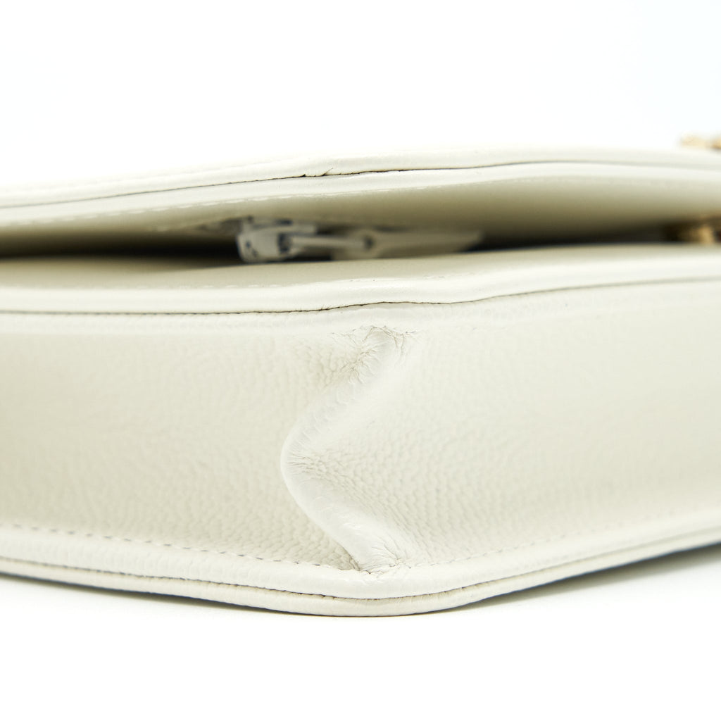 Chanel Boy Wallet On Chain Caviar White L