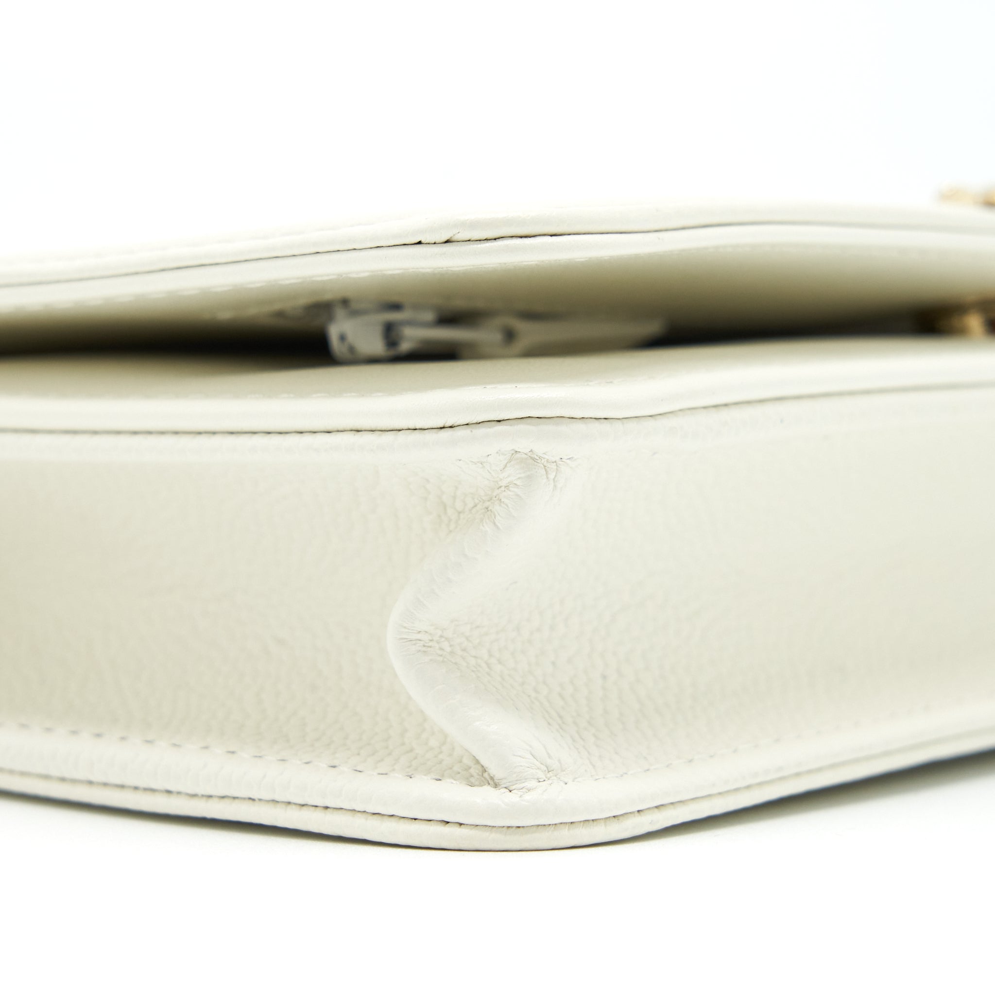 Chanel Boy Wallet On Chain Caviar White L