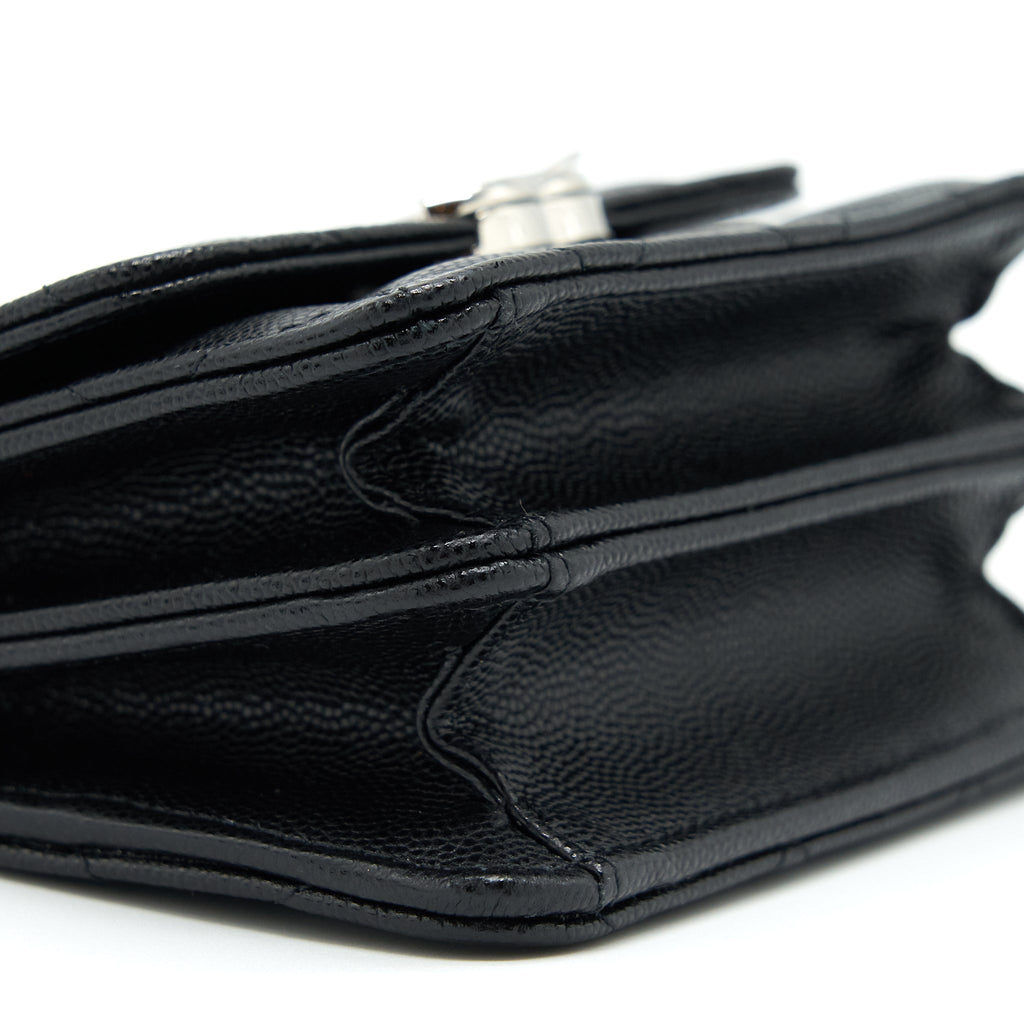 Chanel 22S Giant Chain Top Handle Mini Flap Bag Caviar Black