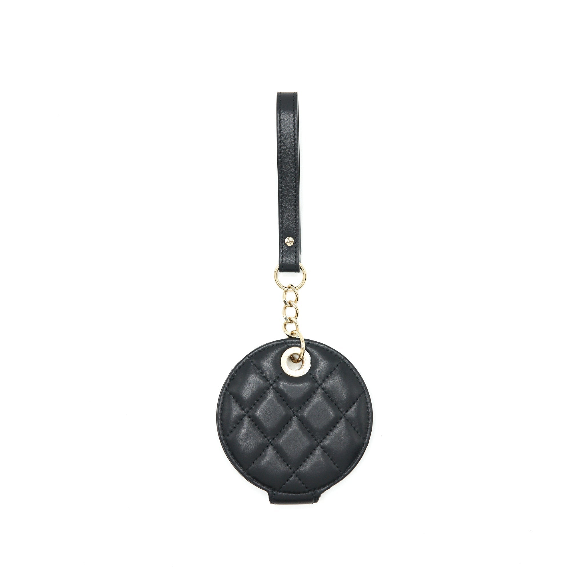 CHANEL QUILTED LUGGAGE TAG LAMBSKIN BLACK L